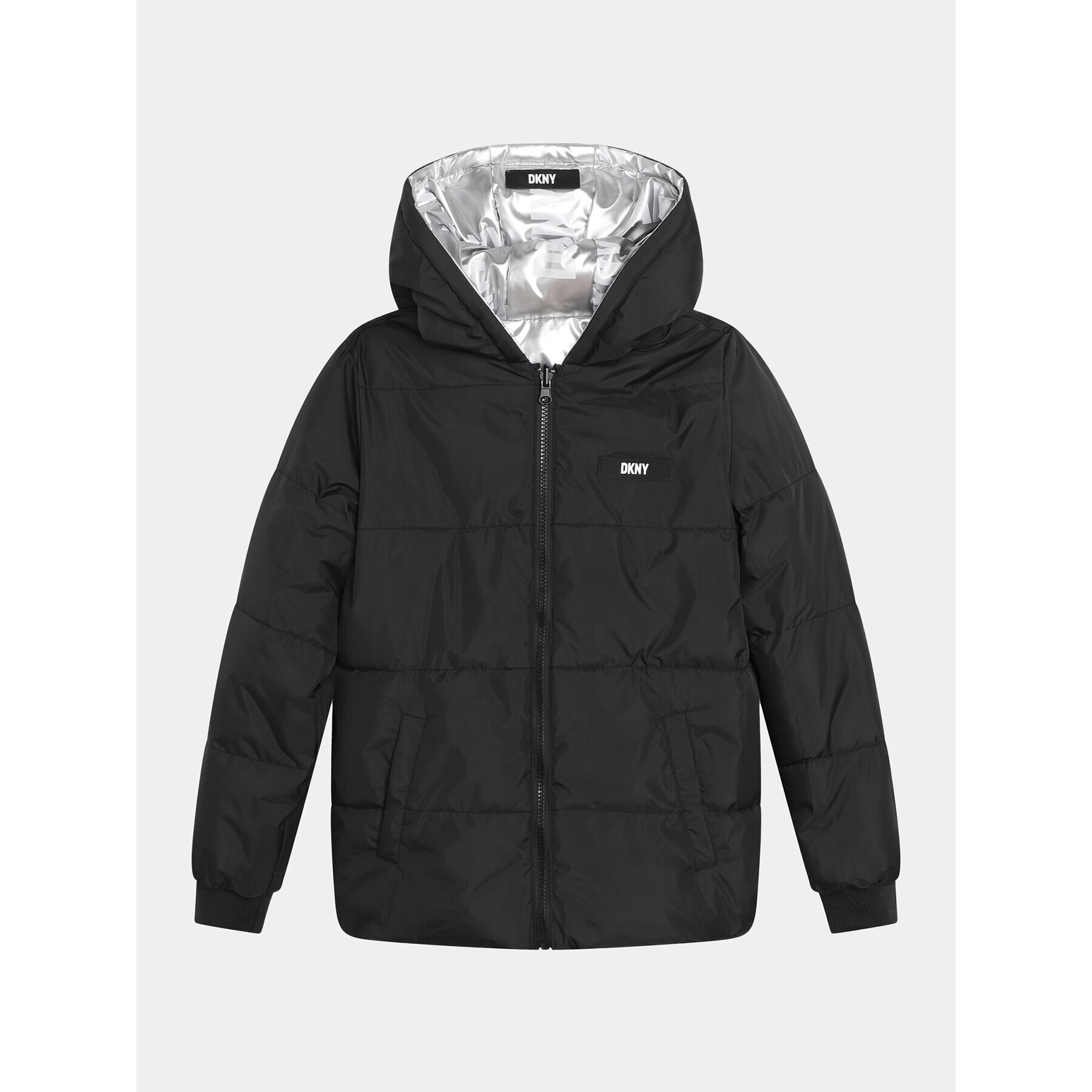 DKNY Пухено яке D36684 D Сребрист Regular Fit - Pepit.bg