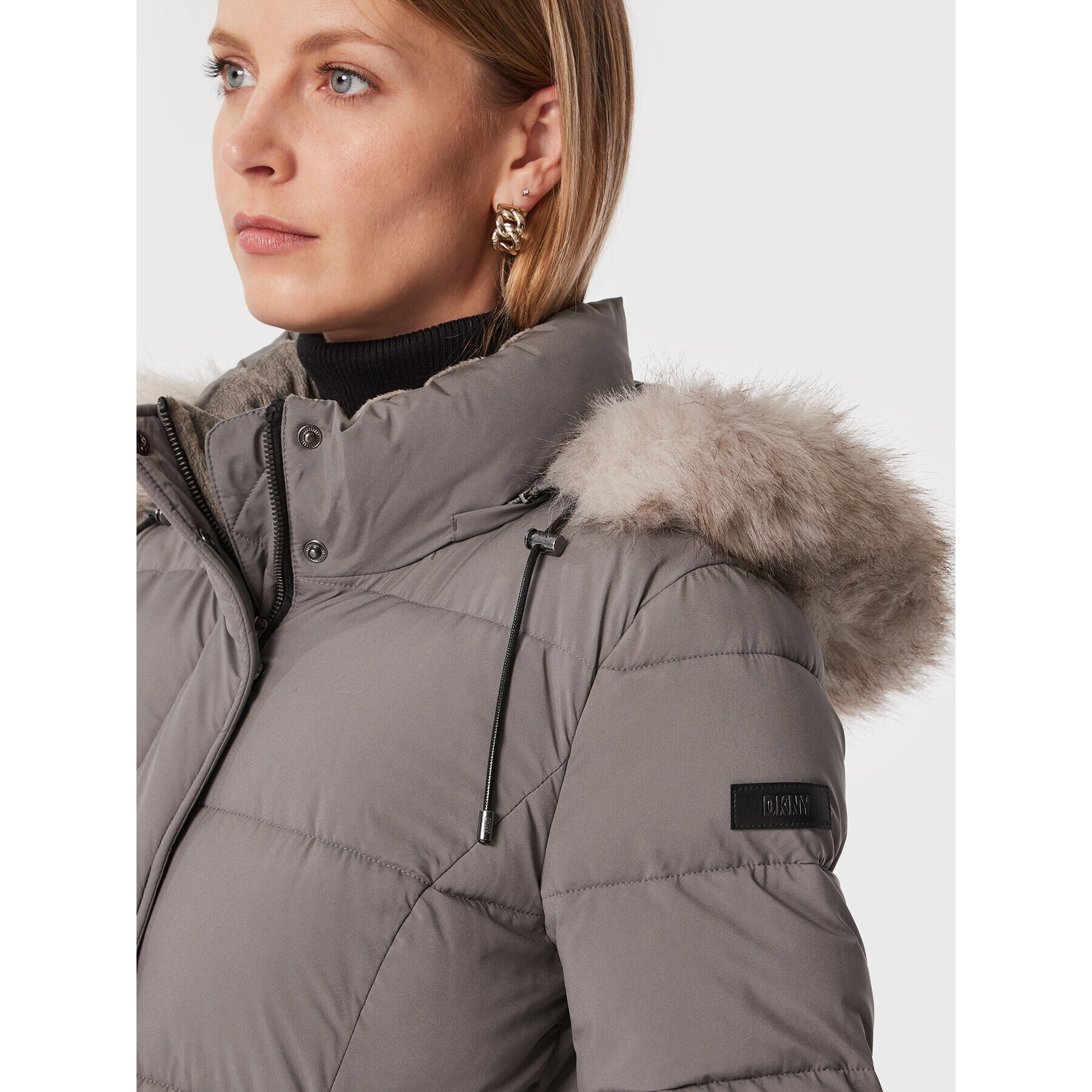 DKNY Пухено яке DL2MPE75 Сив Regular Fit - Pepit.bg
