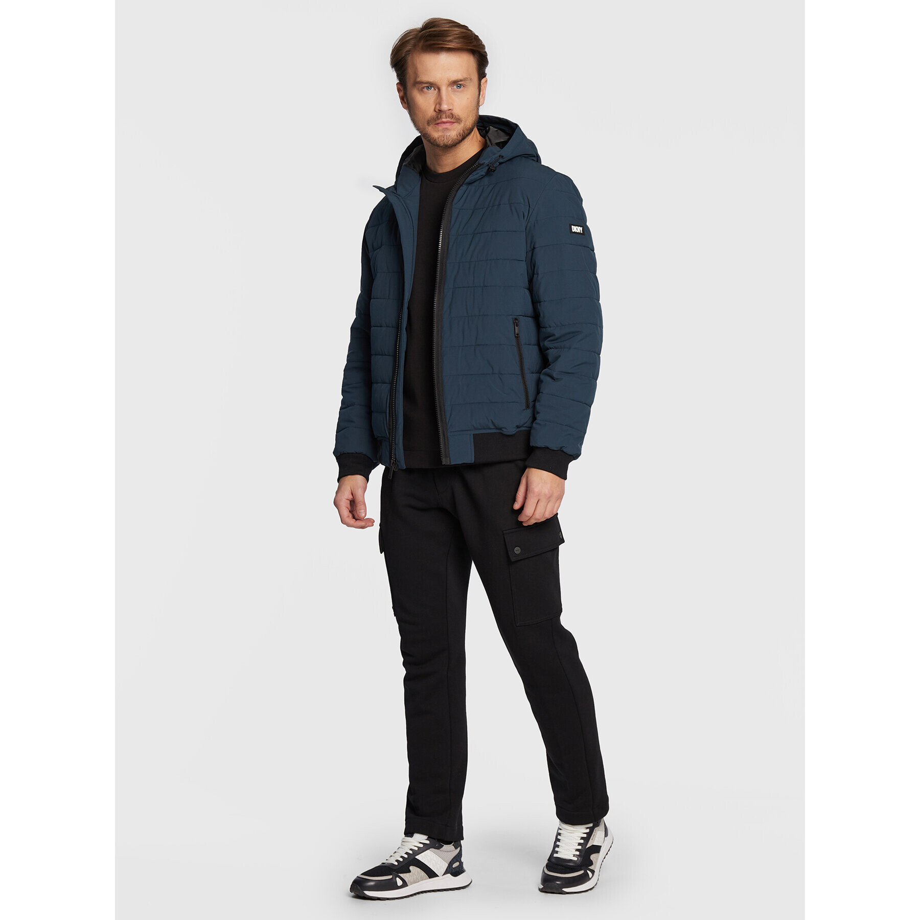 DKNY Пухено яке DX9MP651 Тъмносин Regular Fit - Pepit.bg