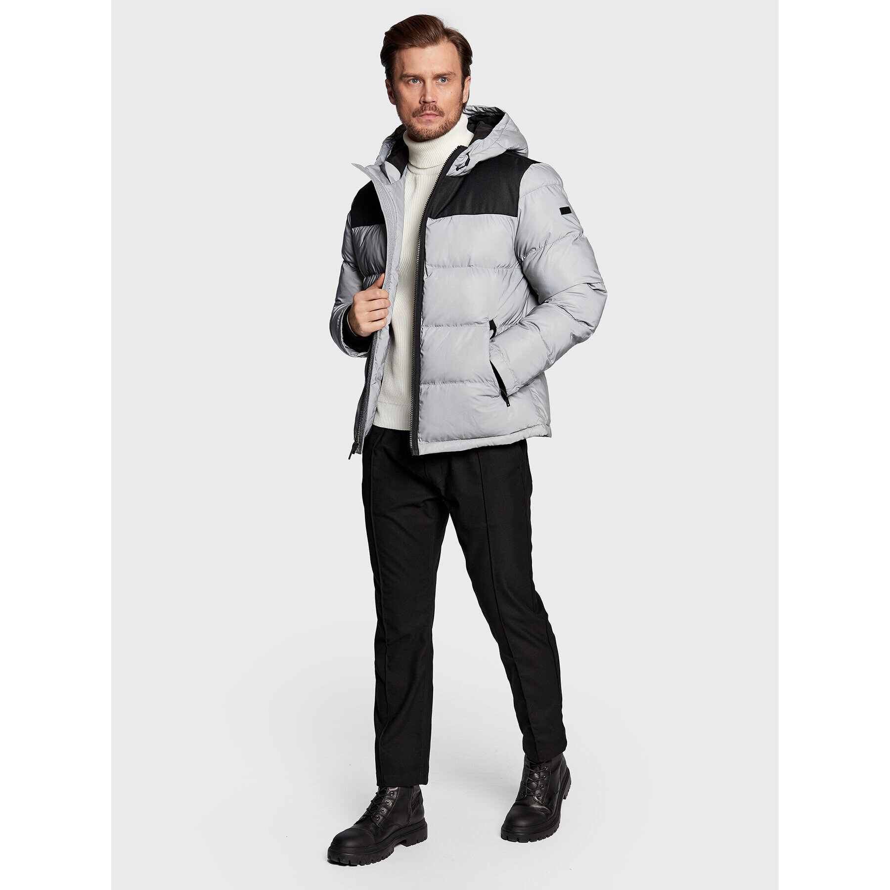 DKNY Пухено яке DX9MP802 Сив Regular Fit - Pepit.bg