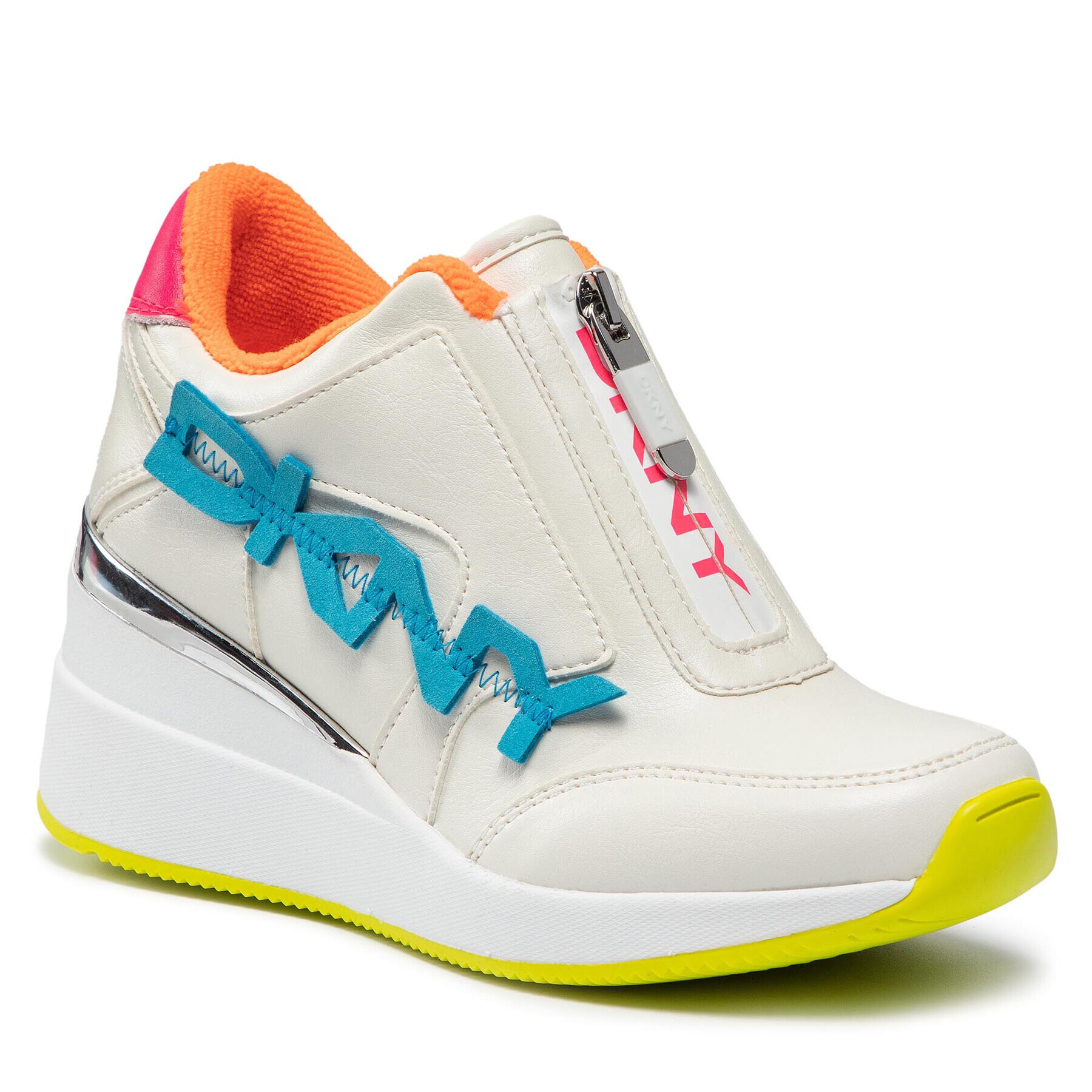 DKNY Сникърси Parlan Zip Up Wedge Sneaker K1134014 Бял - Pepit.bg