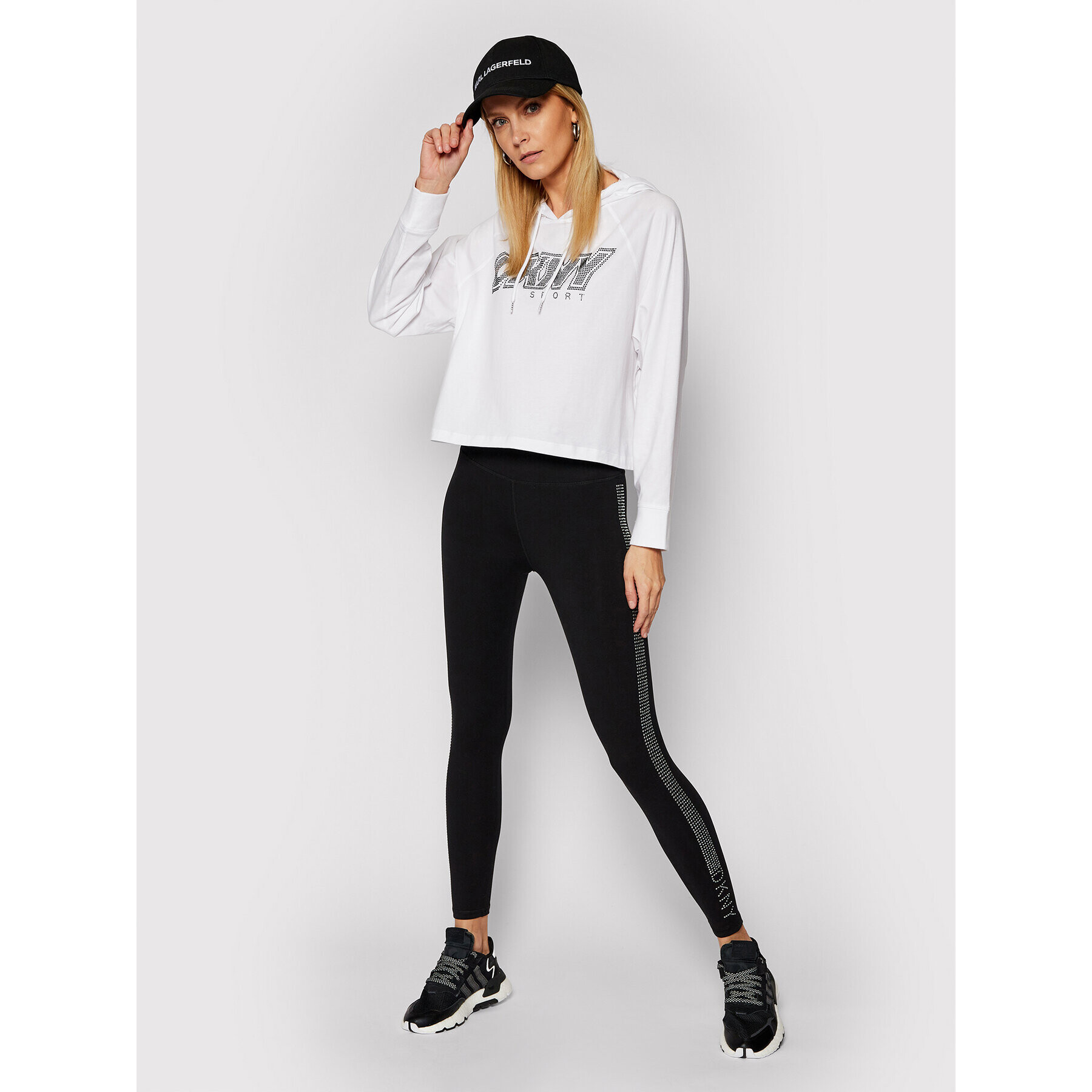 DKNY Sport Суитшърт DP0T7476 Бял Cropped Fit - Pepit.bg