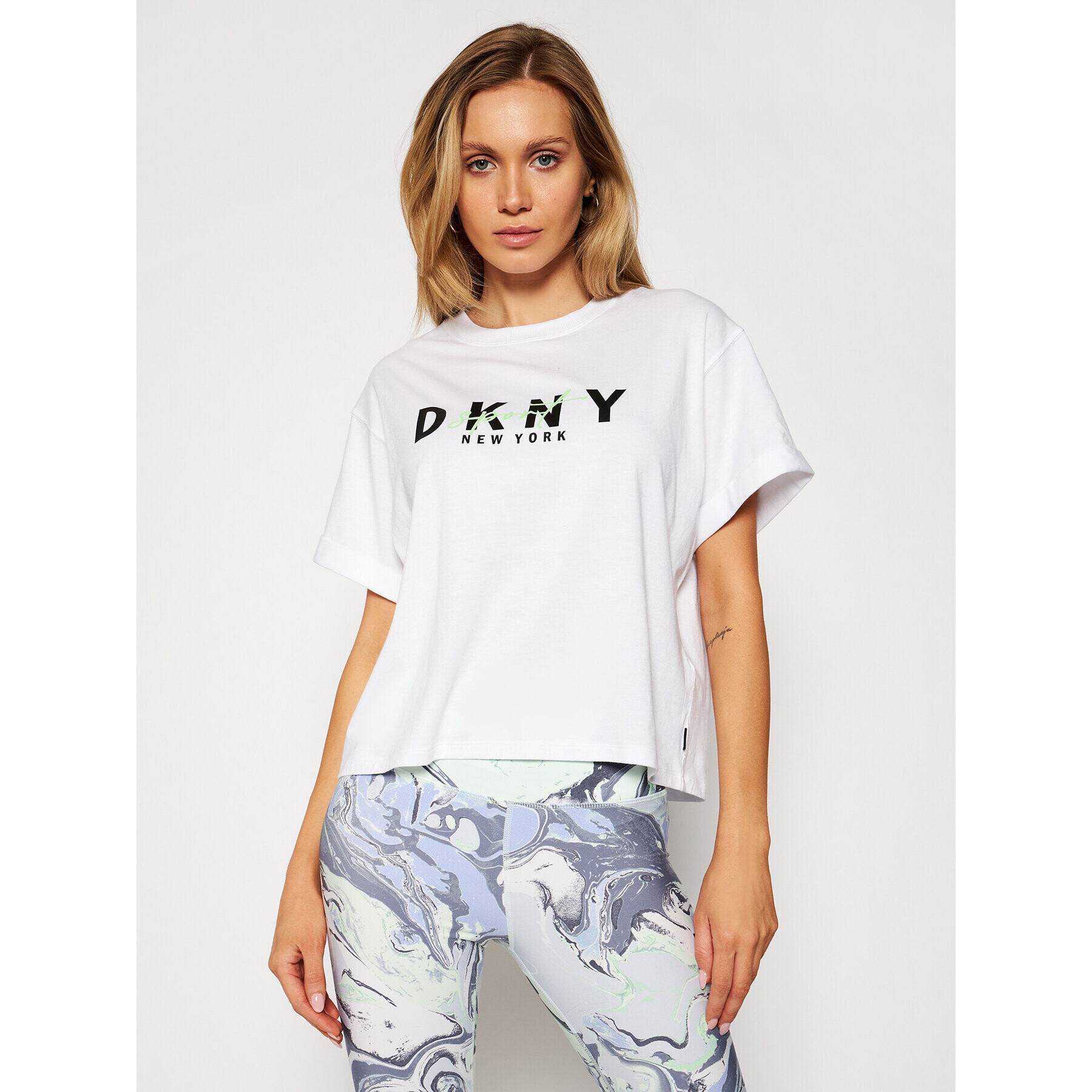 DKNY Sport Тишърт DP0T7854 Бял Oversize - Pepit.bg