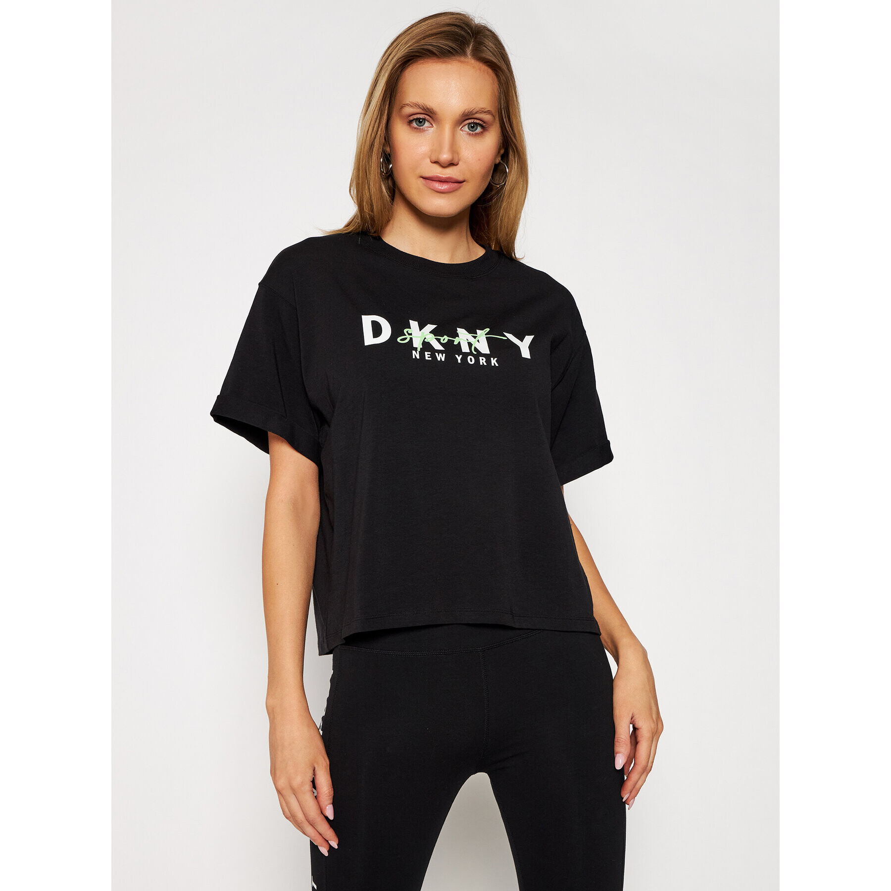 DKNY Sport Тишърт DP0T7854 Черен Oversize - Pepit.bg