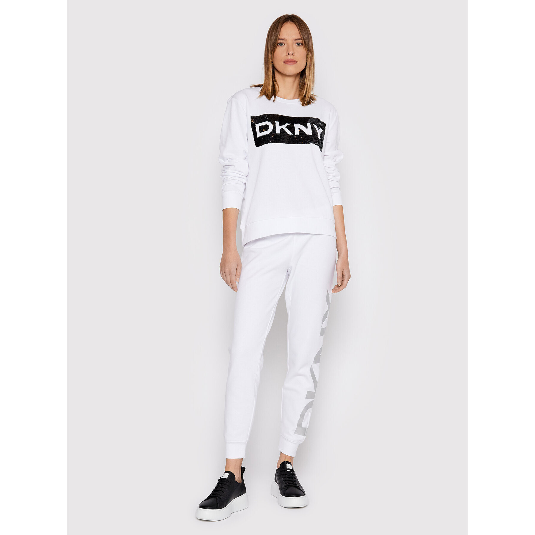 DKNY Суитшърт P1MPEB2R Бял Regular Fit - Pepit.bg