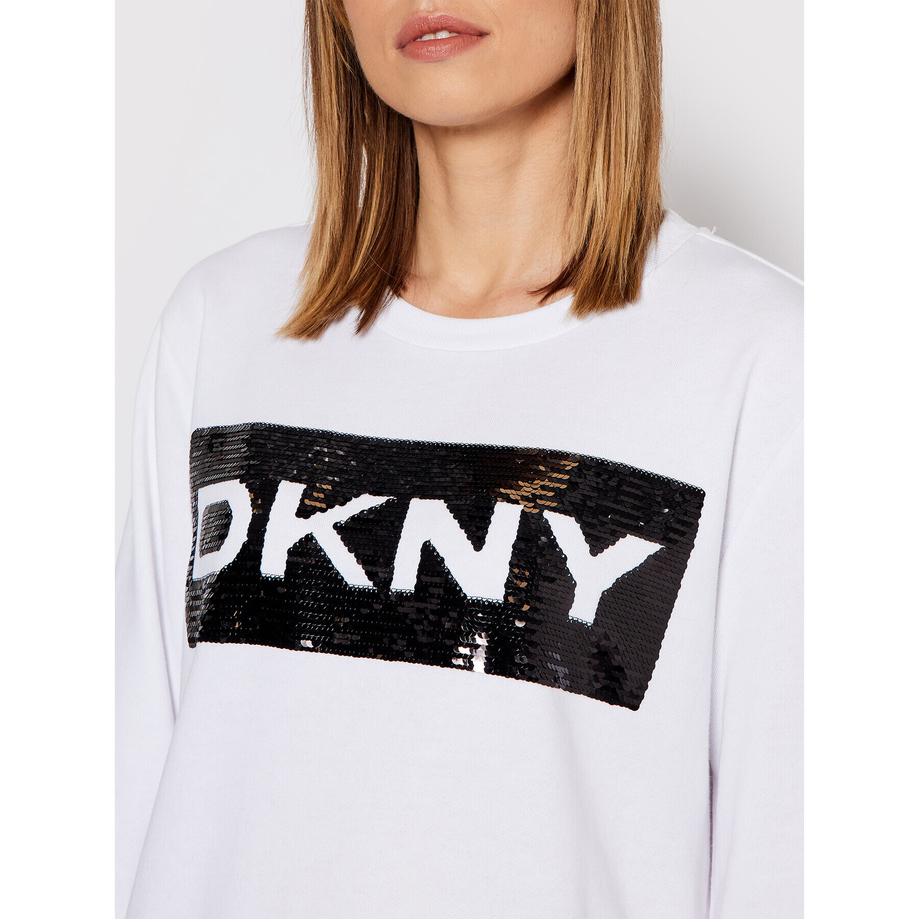 DKNY Суитшърт P1MPEB2R Бял Regular Fit - Pepit.bg