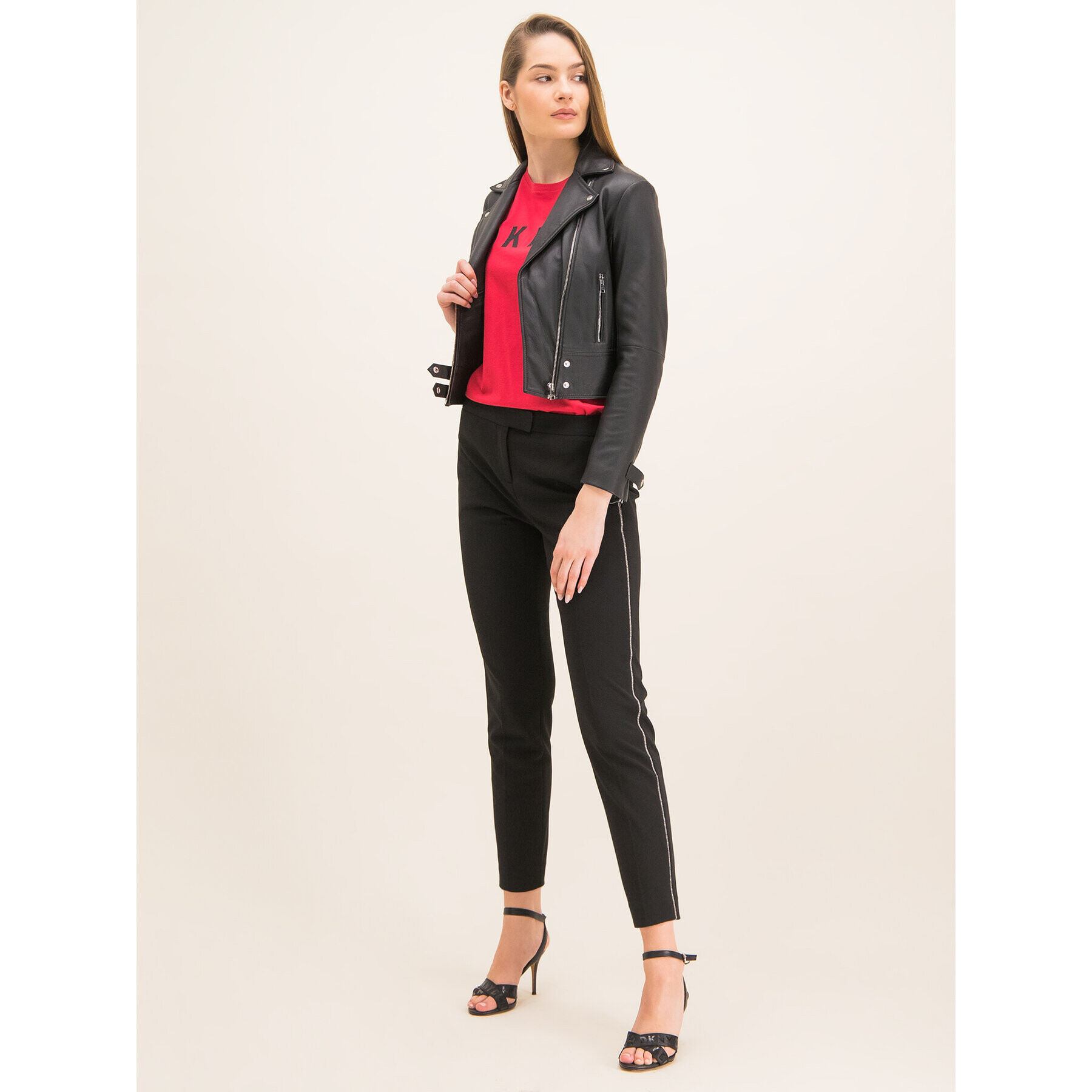 DKNY Текстилни панталони P9JK7COM Черен Regular Fit - Pepit.bg