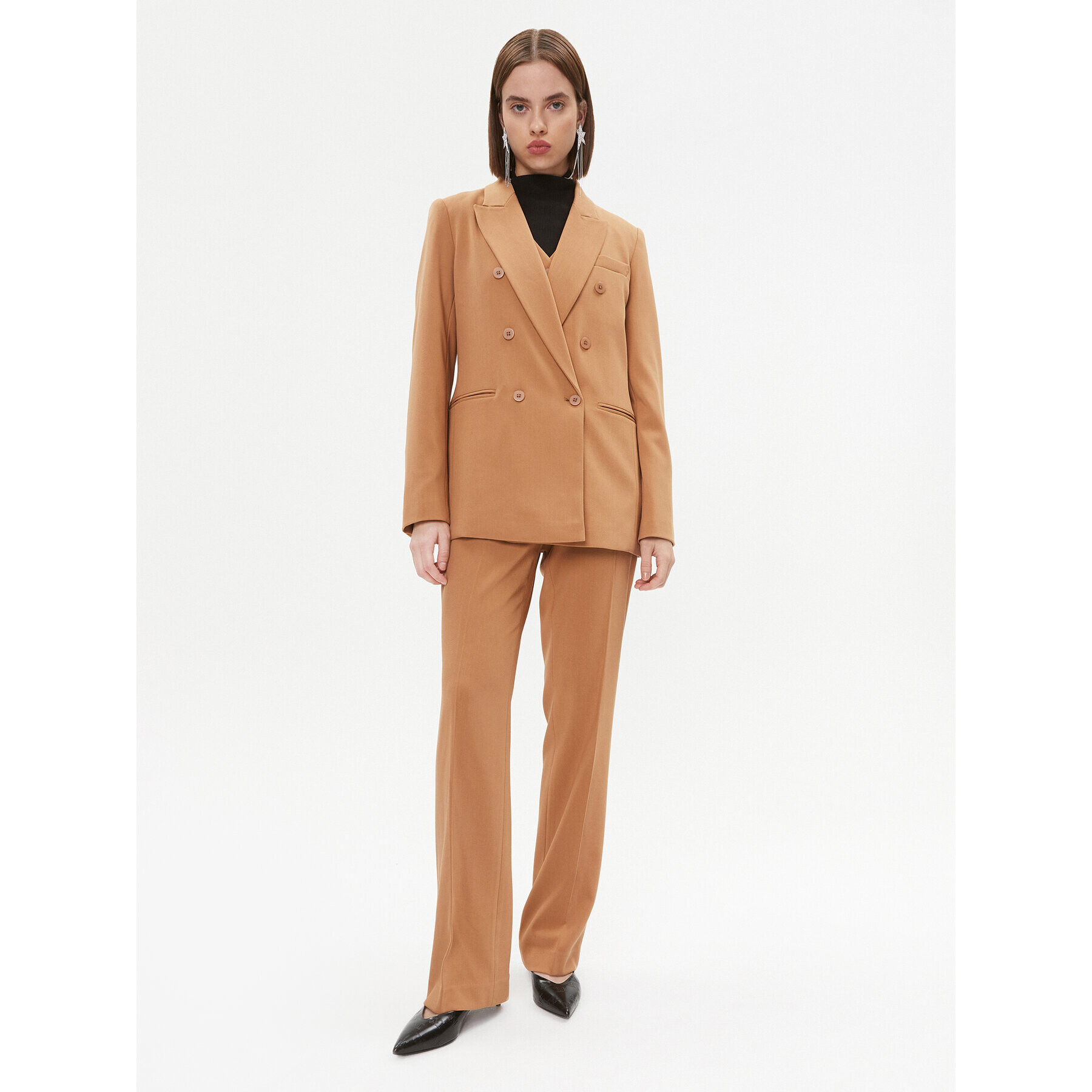 DKNY Текстилни панталони UG3PX097 Кафяв Regular Fit - Pepit.bg