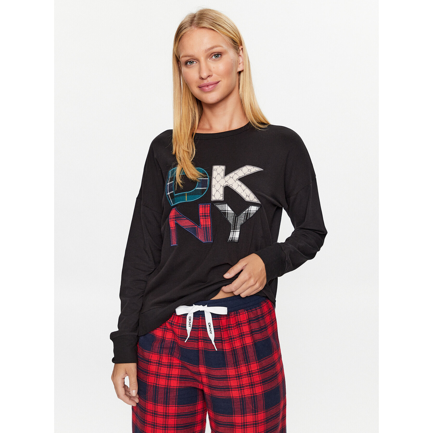 DKNY Тениска на пижама YI2122591 Черен Regular Fit - Pepit.bg