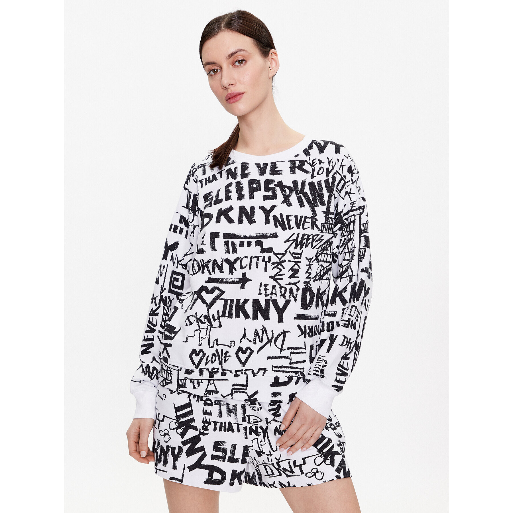 DKNY Тениска на пижама YI2122629 Бял Regular Fit - Pepit.bg