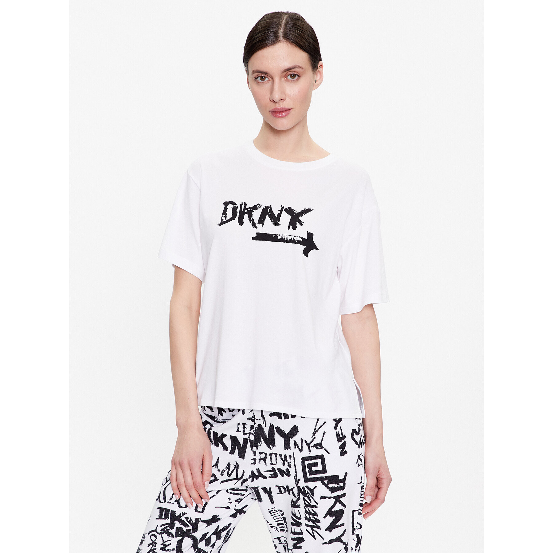 DKNY Тениска на пижама YI2422629 Бял Relaxed Fit - Pepit.bg