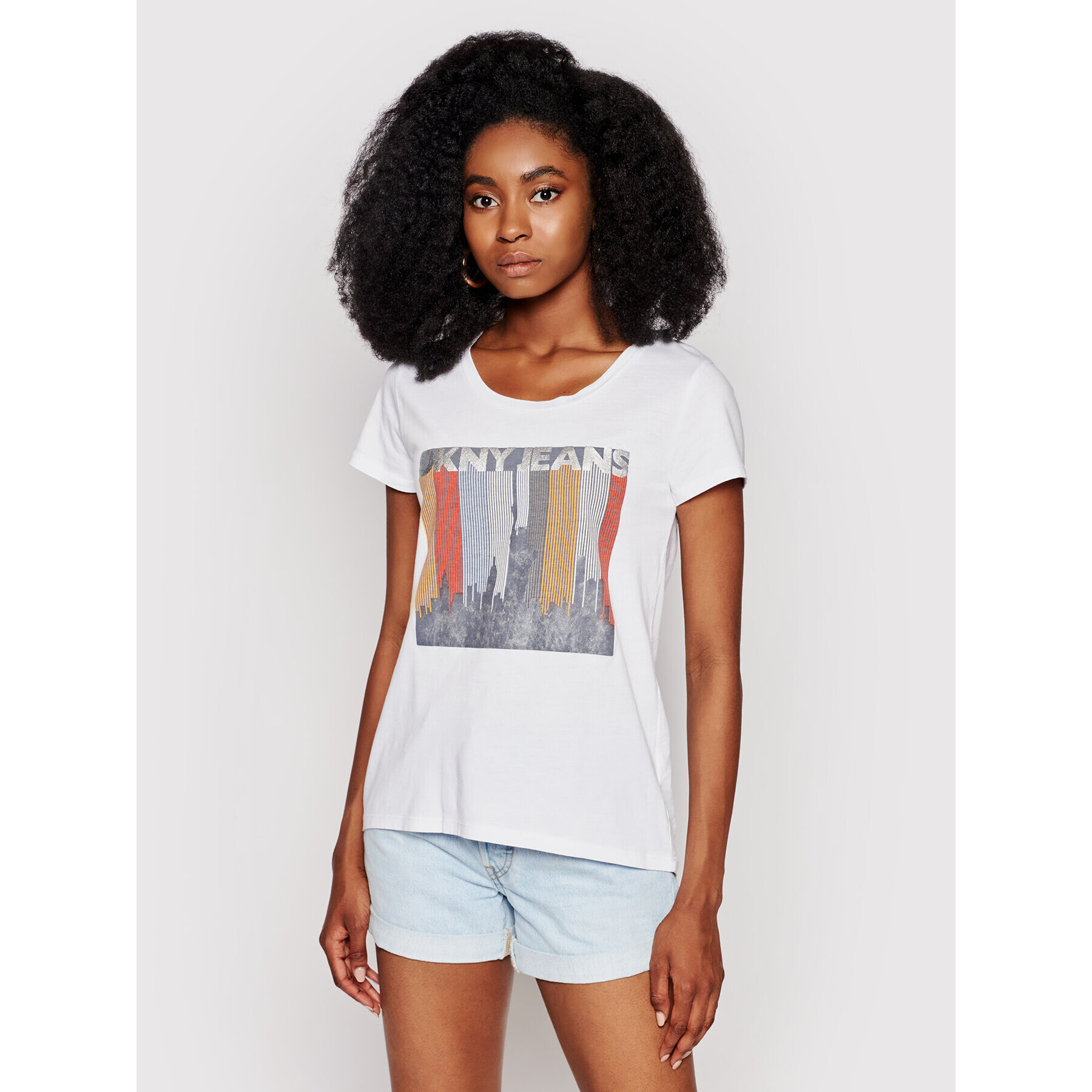 DKNY Тишърт E0EZXEBO Бял Regular Fit - Pepit.bg