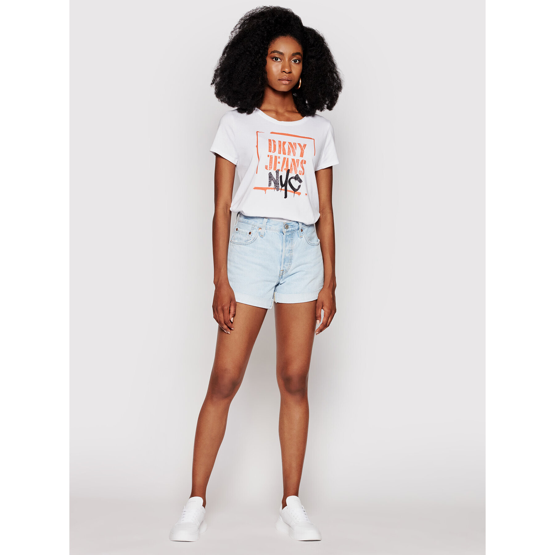 DKNY Тишърт E0EZZDFA Бял Regular Fit - Pepit.bg