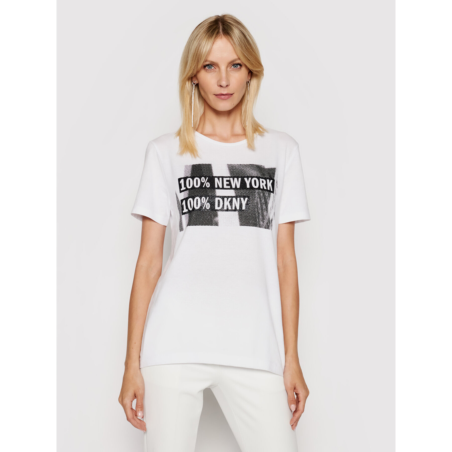 DKNY Тишърт P02HBCNA Бял Regular Fit - Pepit.bg