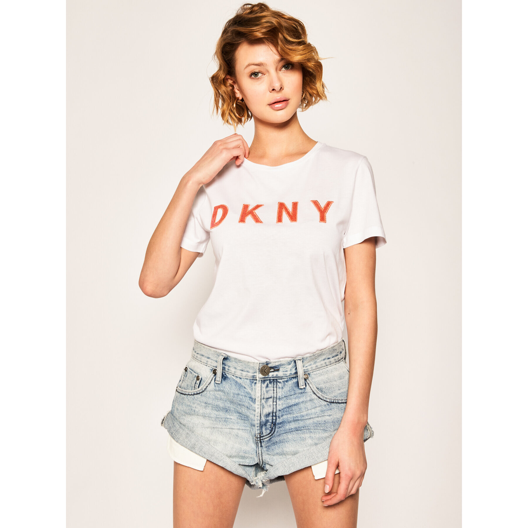 DKNY Тишърт P0AH5CNA Бял Regular Fit - Pepit.bg