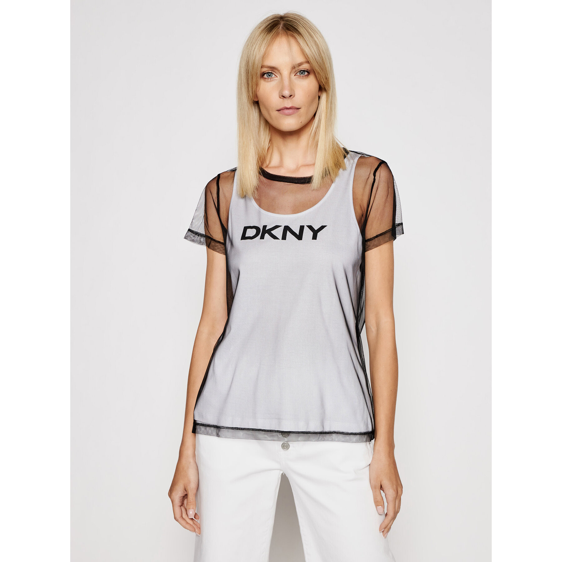 DKNY Тишърт P0DH7FKC Бял Regular Fit - Pepit.bg