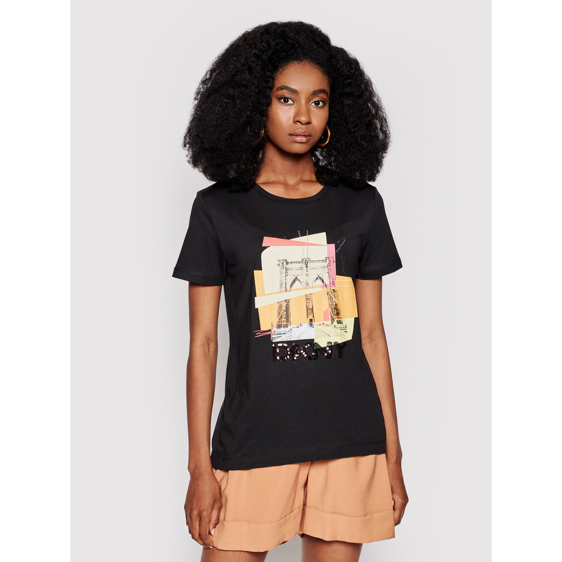 DKNY Тишърт P0EBOCNA Черен Regular Fit - Pepit.bg