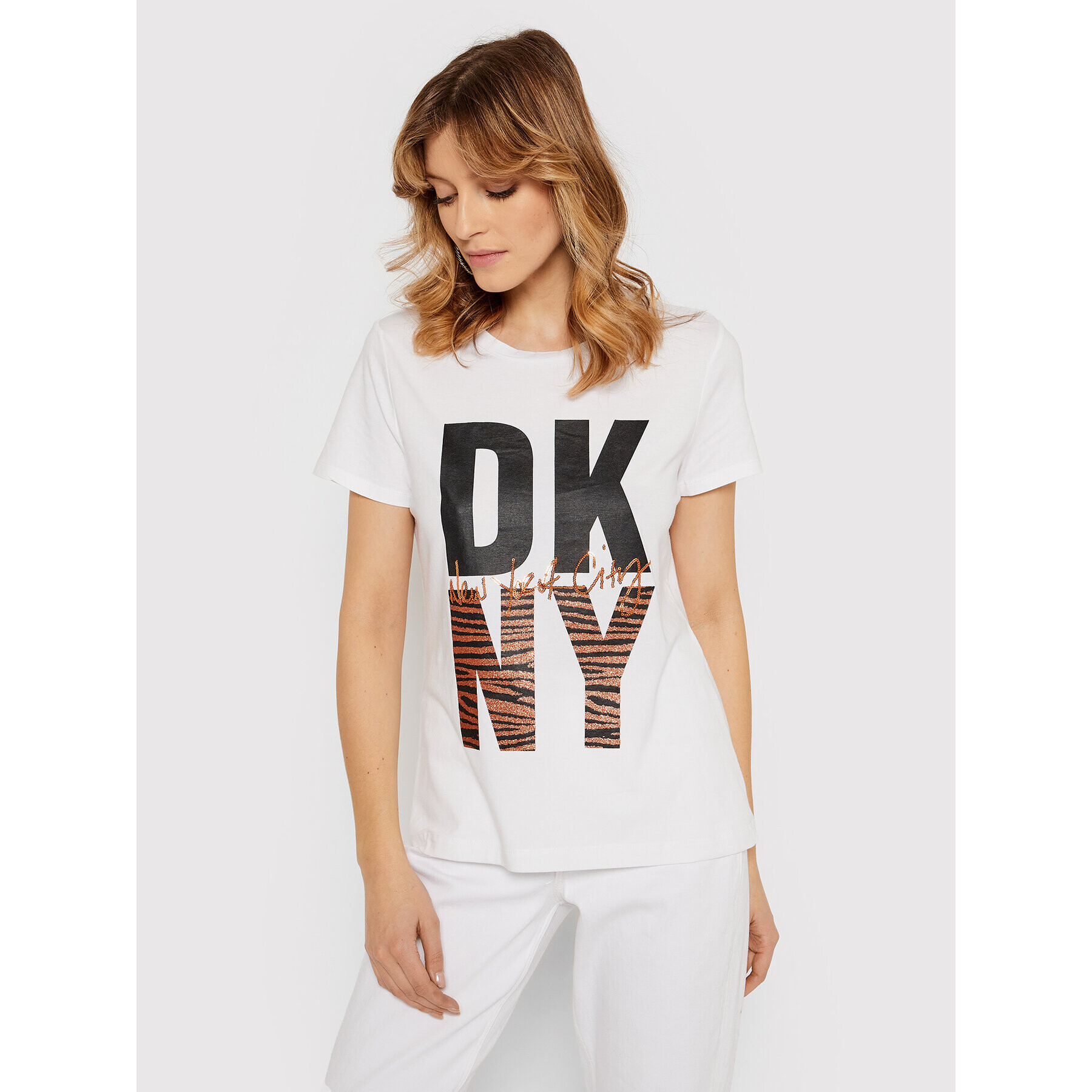 DKNY Тишърт P1HPVDNA Бял Regular Fit - Pepit.bg