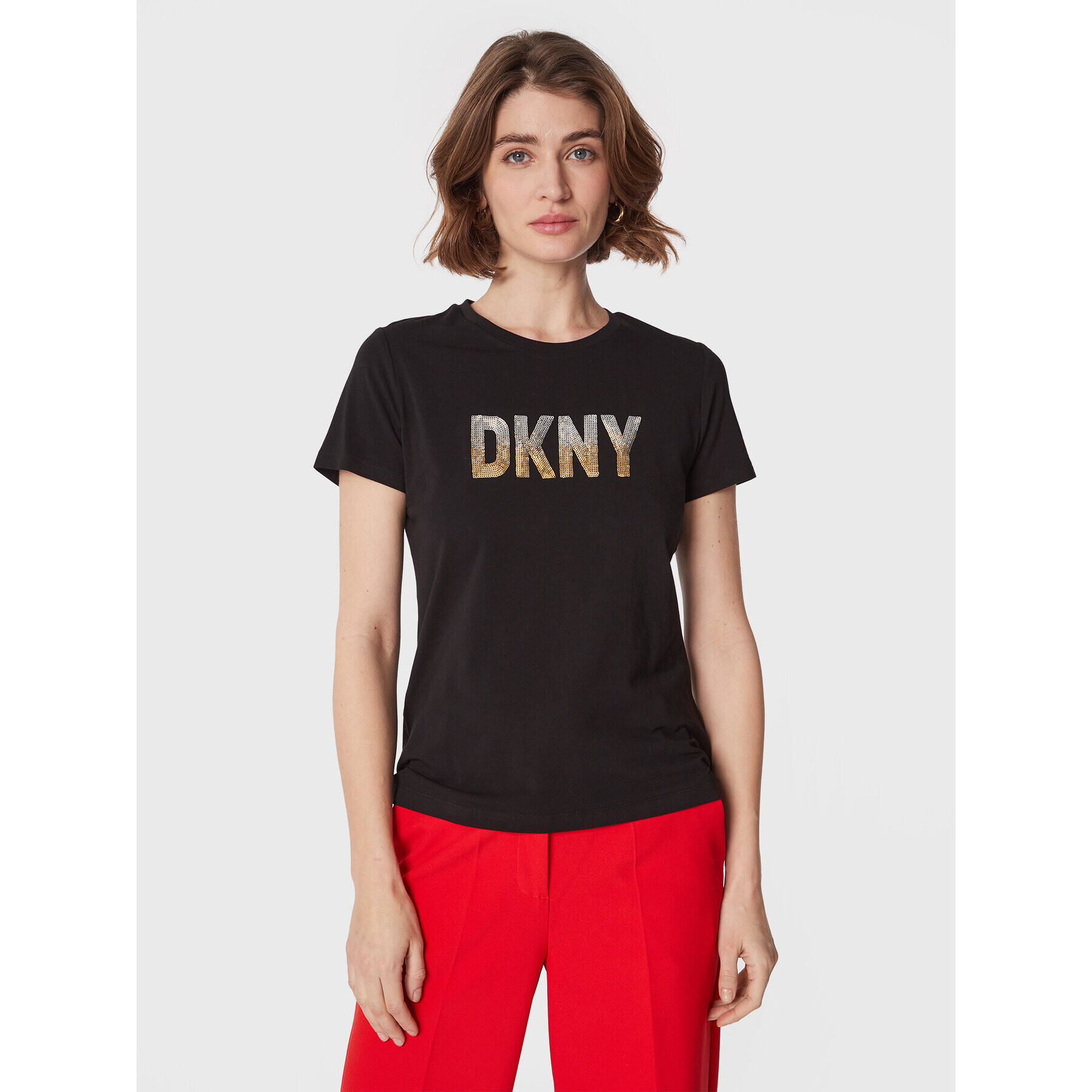 DKNY Тишърт P2MH7OMQ Черен Regular Fit - Pepit.bg