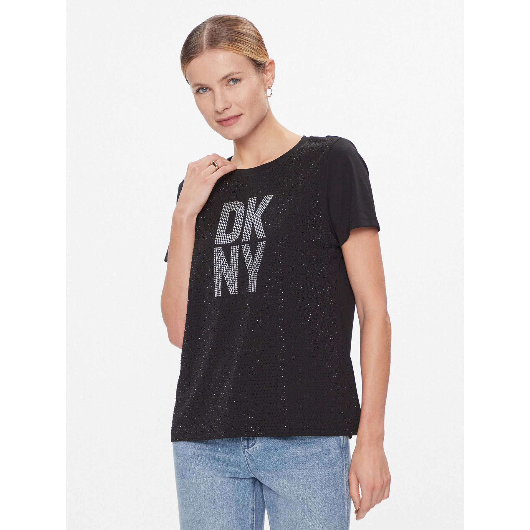 DKNY Тишърт P3JHXDNA Черен Regular Fit - Pepit.bg