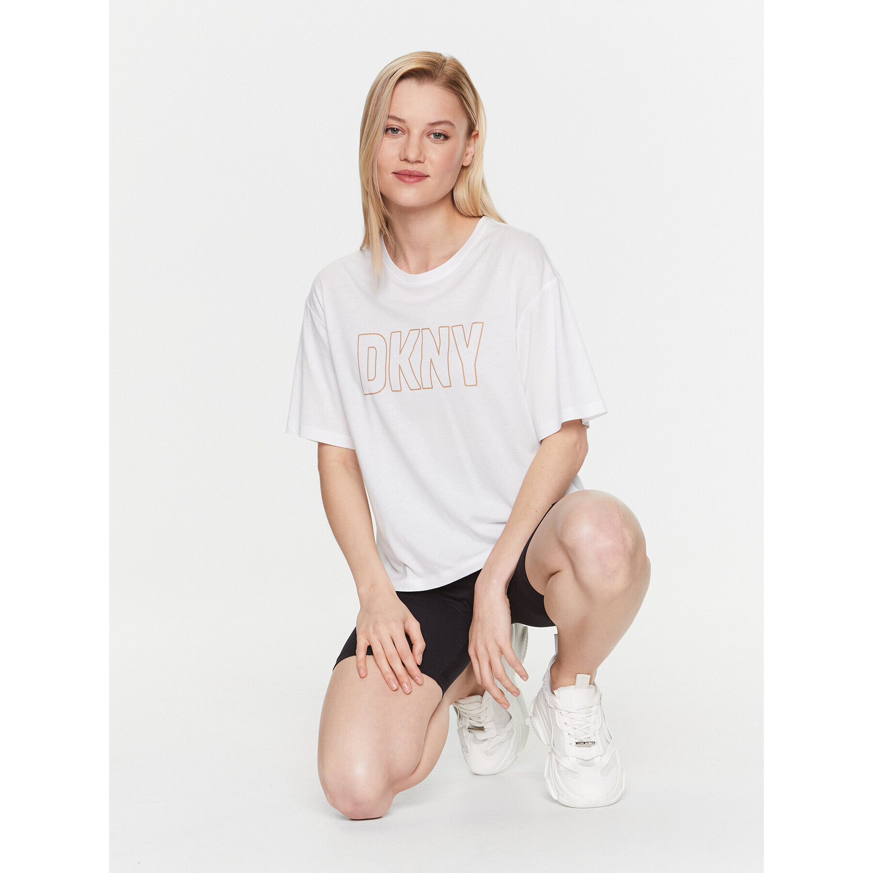 DKNY Тишърт YI2222654 Бял Relaxed Fit - Pepit.bg