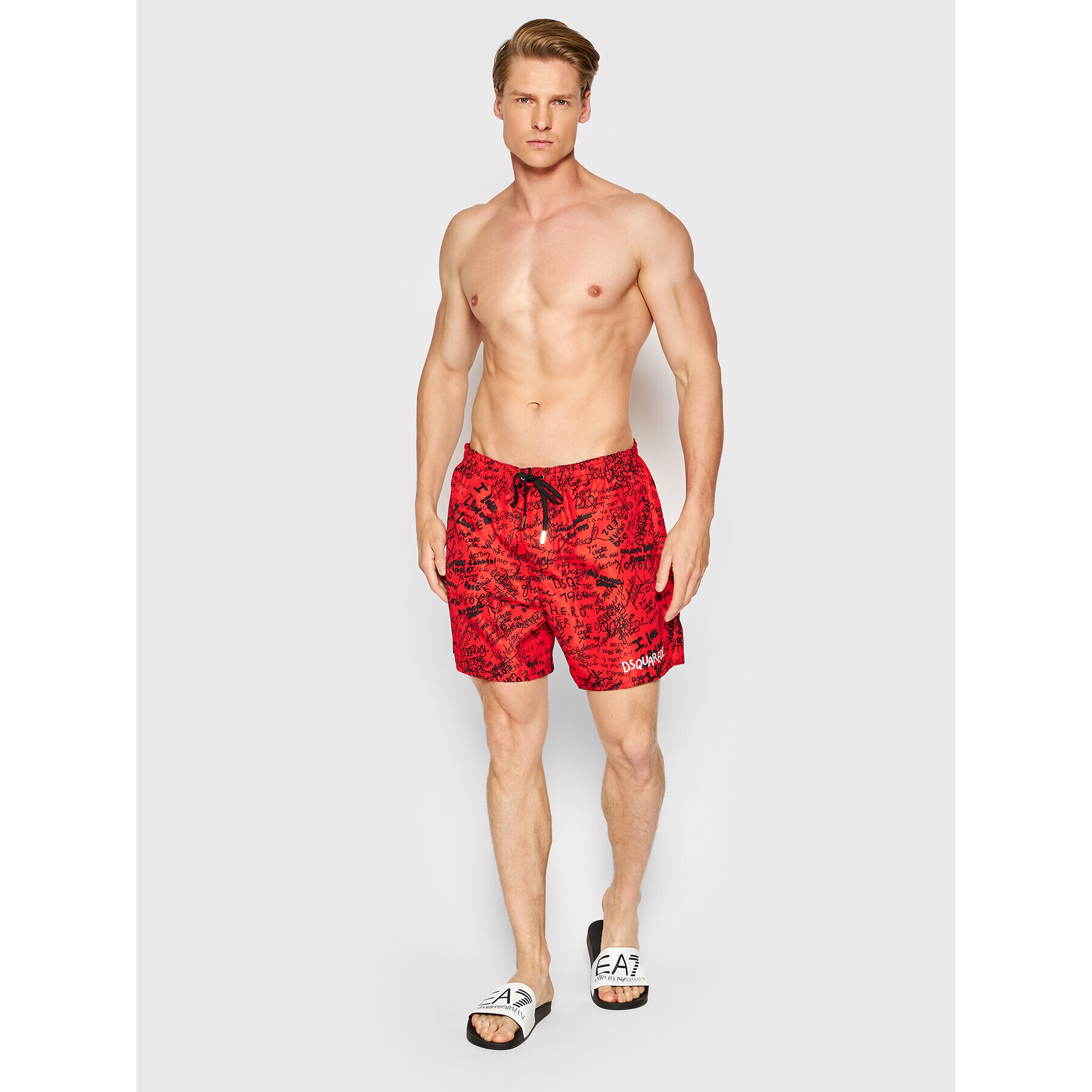 Dsquared2 Underwear Плувни шорти Scribbles Midi D7B544190 Червен Regular Fit - Pepit.bg