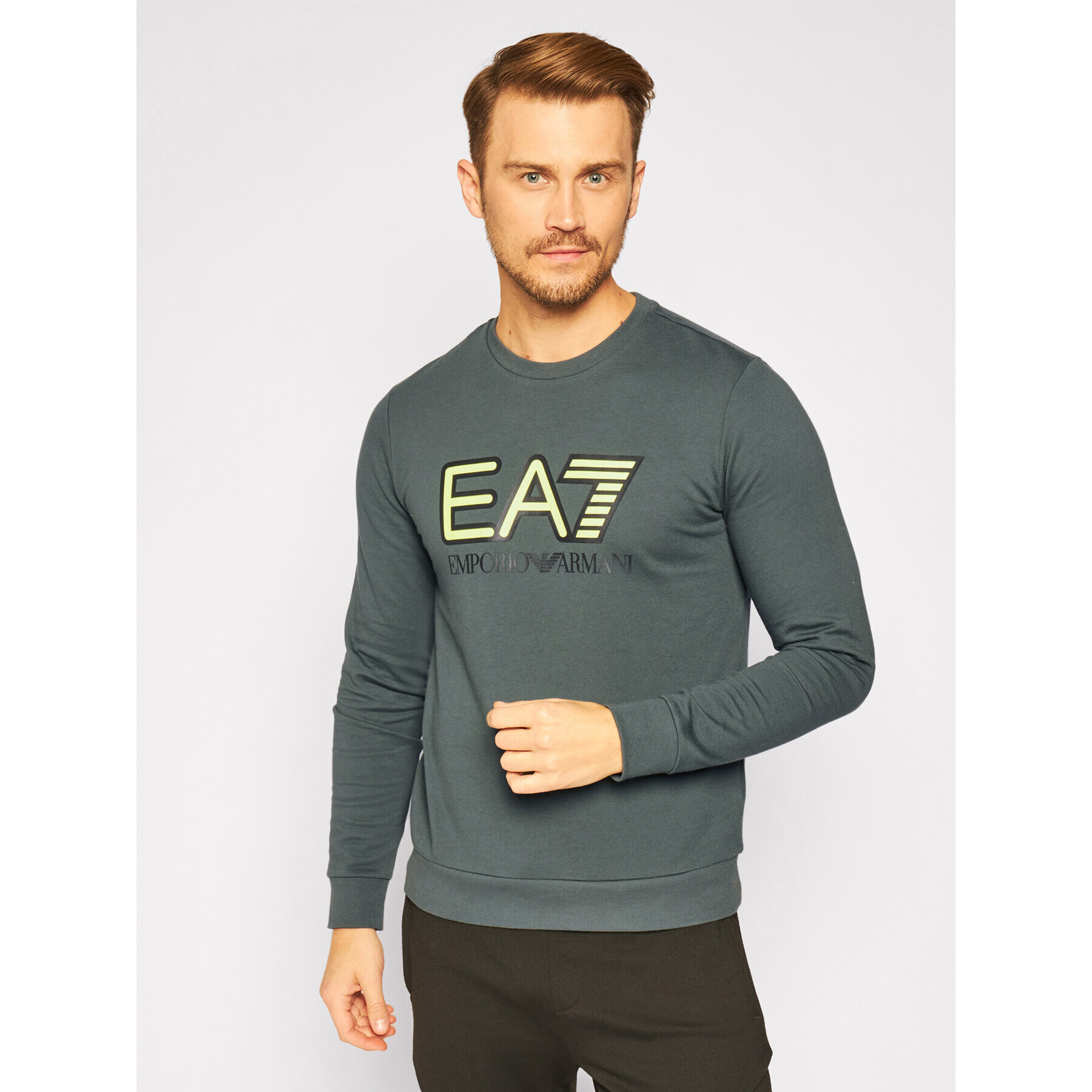 EA7 Emporio Armani Суитшърт 6HPM60 PJ05Z 1984 Зелен Regular Fit - Pepit.bg