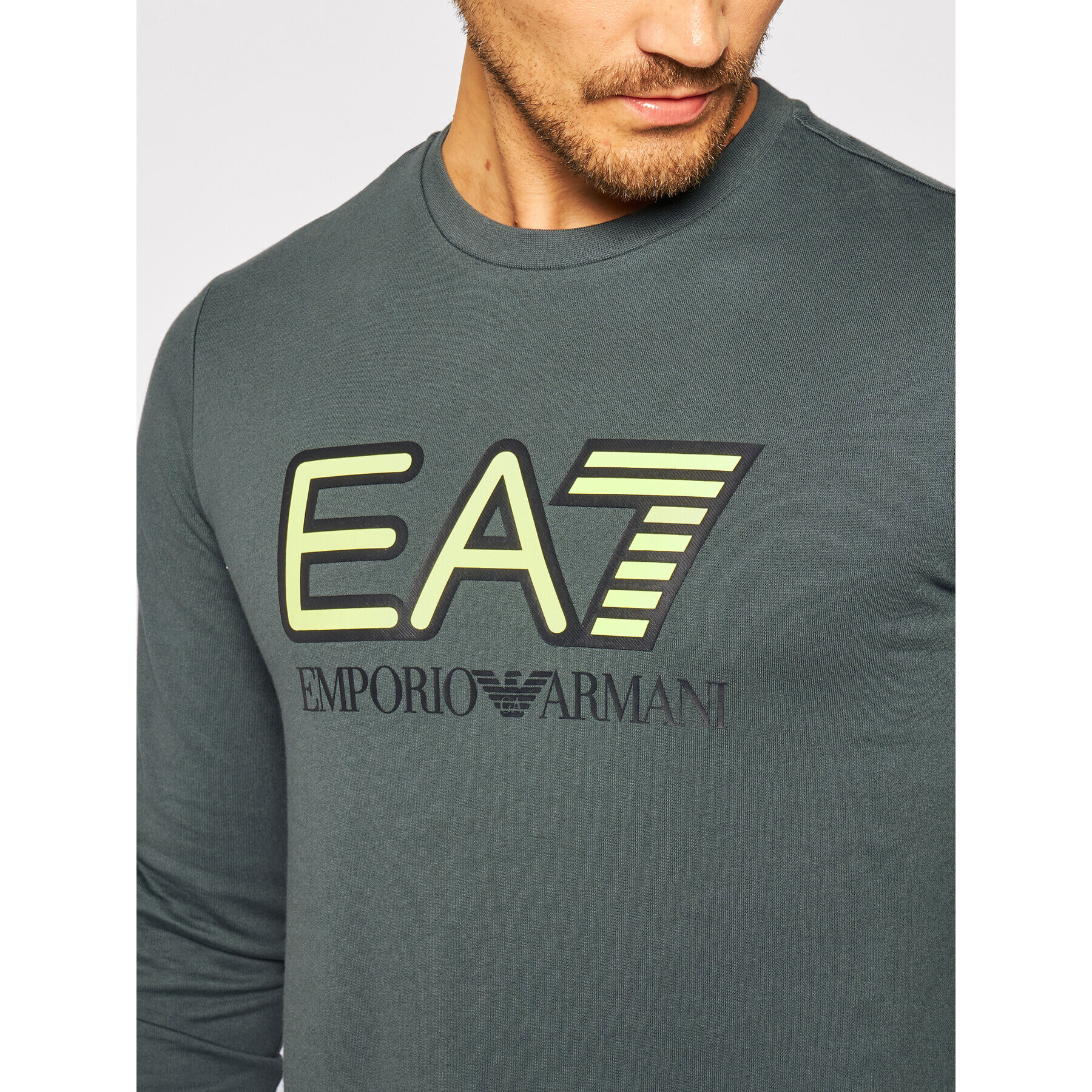 EA7 Emporio Armani Суитшърт 6HPM60 PJ05Z 1984 Зелен Regular Fit - Pepit.bg