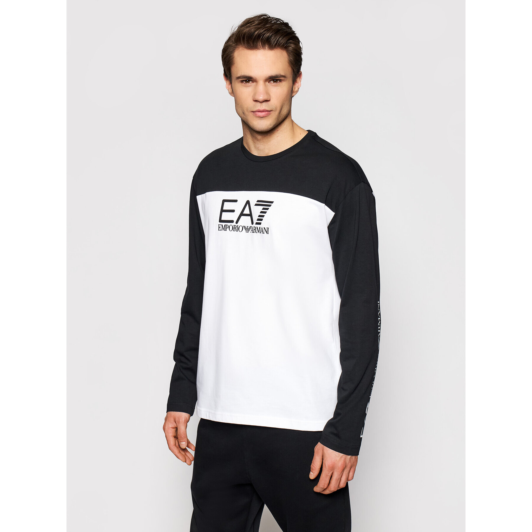 EA7 Emporio Armani Тениска с дълъг ръкав 6HPT54 PJT3Z 1100 Бял Regular Fit - Pepit.bg