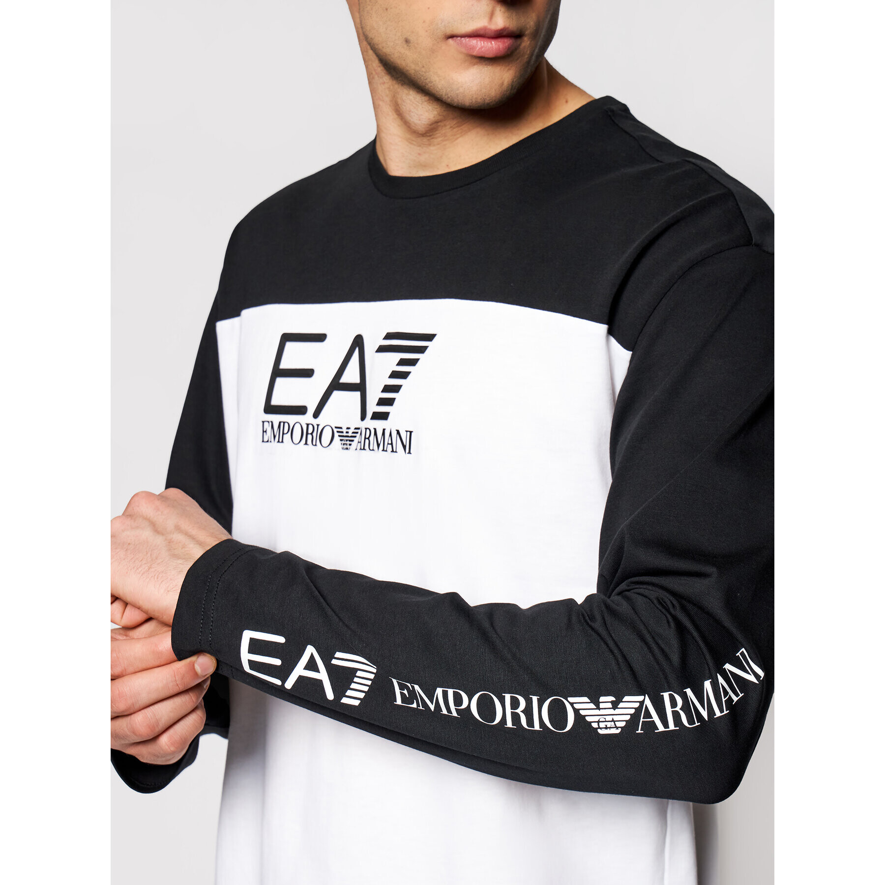 EA7 Emporio Armani Тениска с дълъг ръкав 6HPT54 PJT3Z 1100 Бял Regular Fit - Pepit.bg