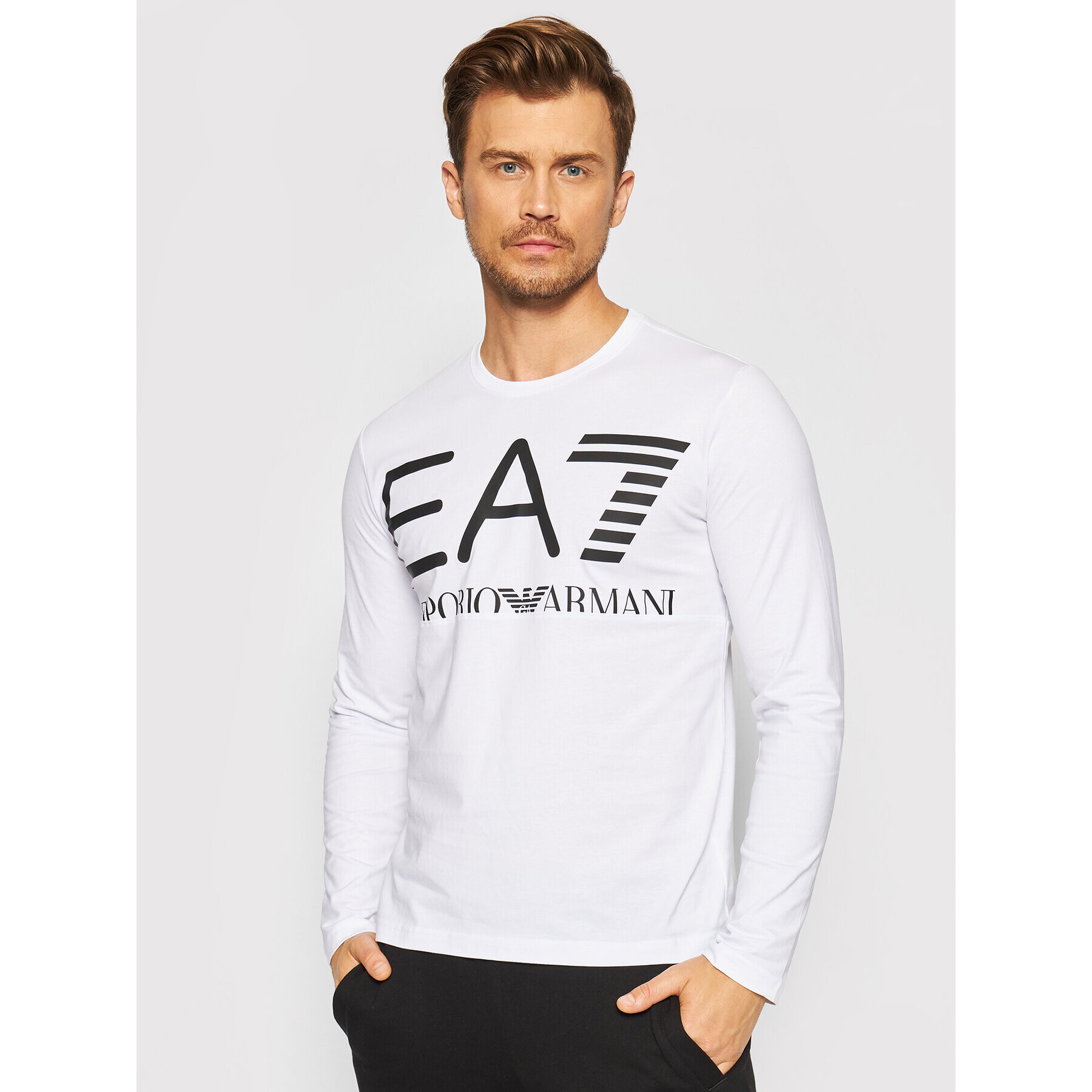 EA7 Emporio Armani Тениска с дълъг ръкав 6KPT30 PJ6EZ 1100 Бял Regular Fit - Pepit.bg