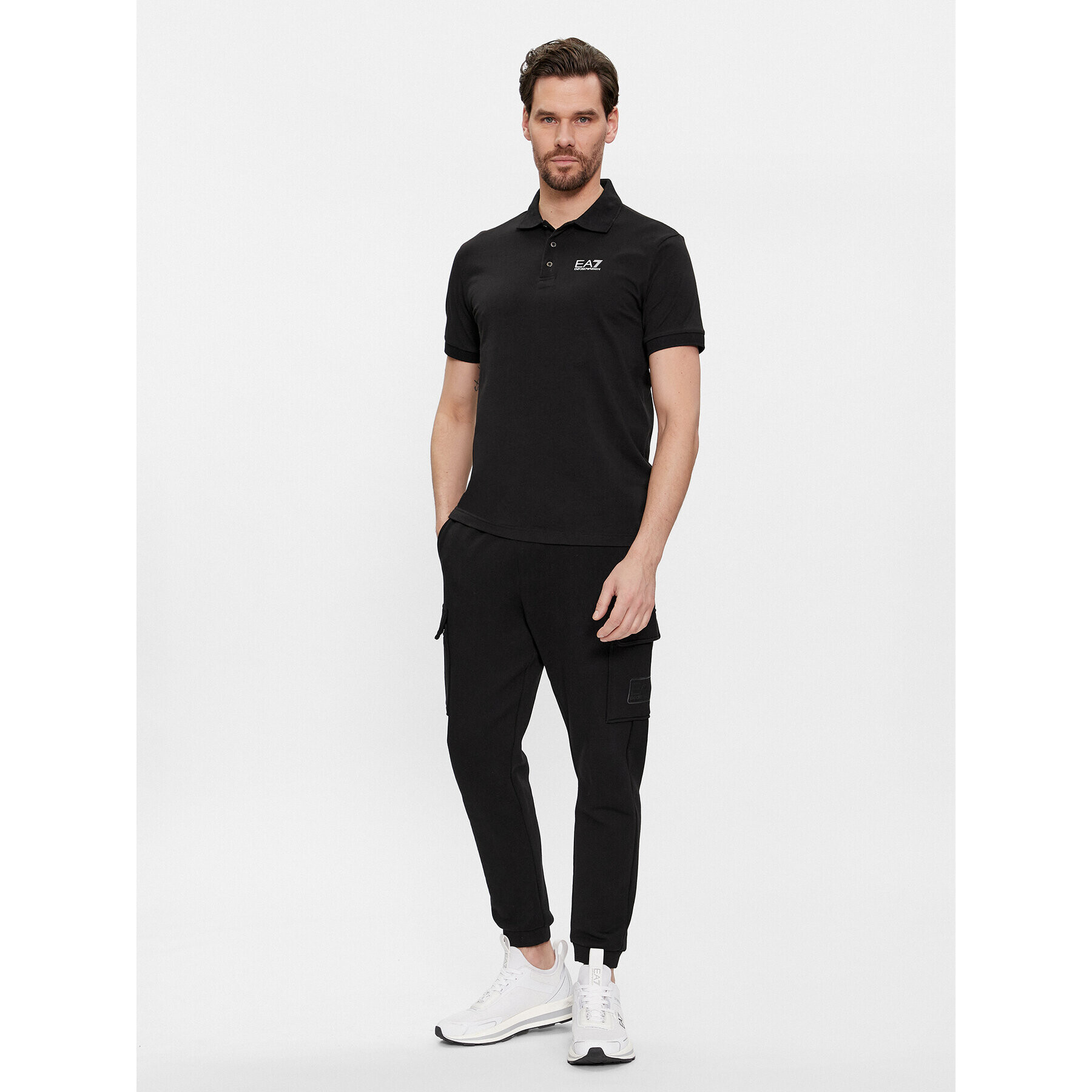 EA7 Emporio Armani Тениска с яка и копчета 3DPF16 PJ03Z 1200 Черен Regular Fit - Pepit.bg