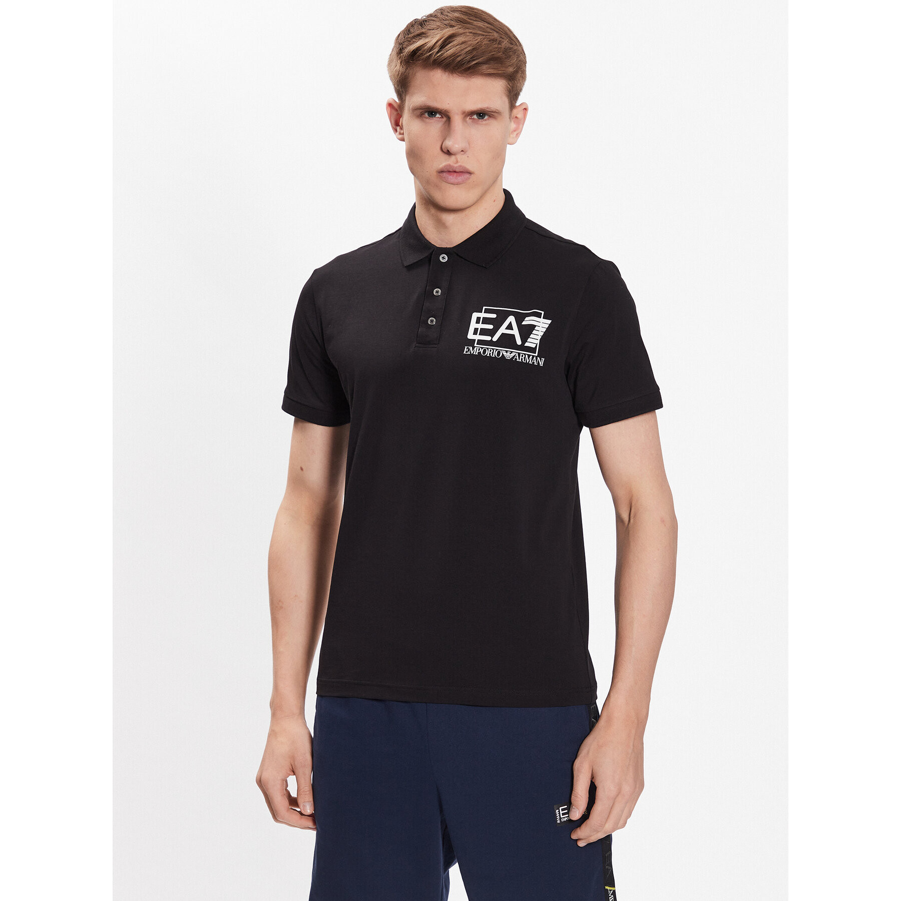 EA7 Emporio Armani Тениска с яка и копчета 3RPF16 PJ03Z 1200 Черен Regular Fit - Pepit.bg