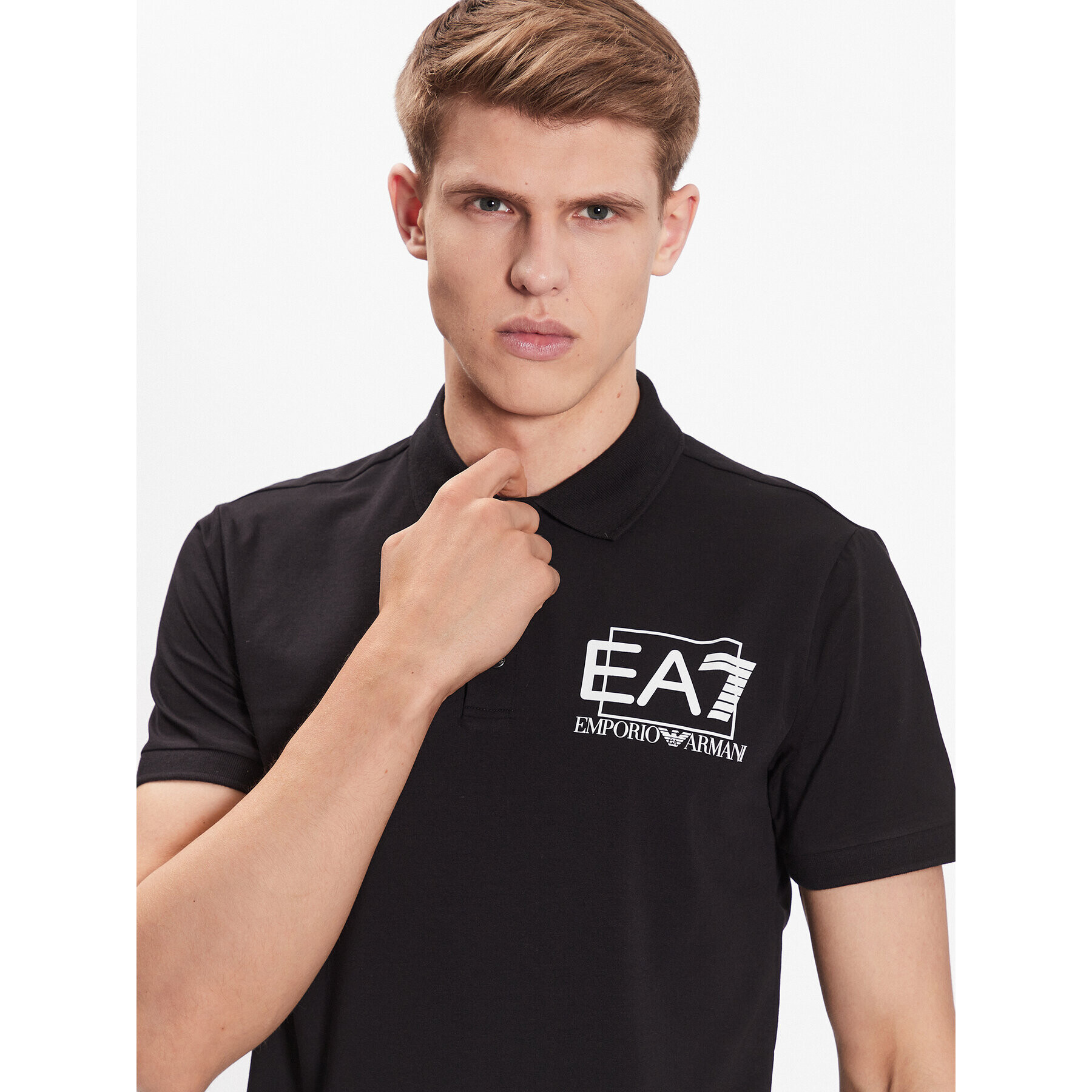 EA7 Emporio Armani Тениска с яка и копчета 3RPF16 PJ03Z 1200 Черен Regular Fit - Pepit.bg