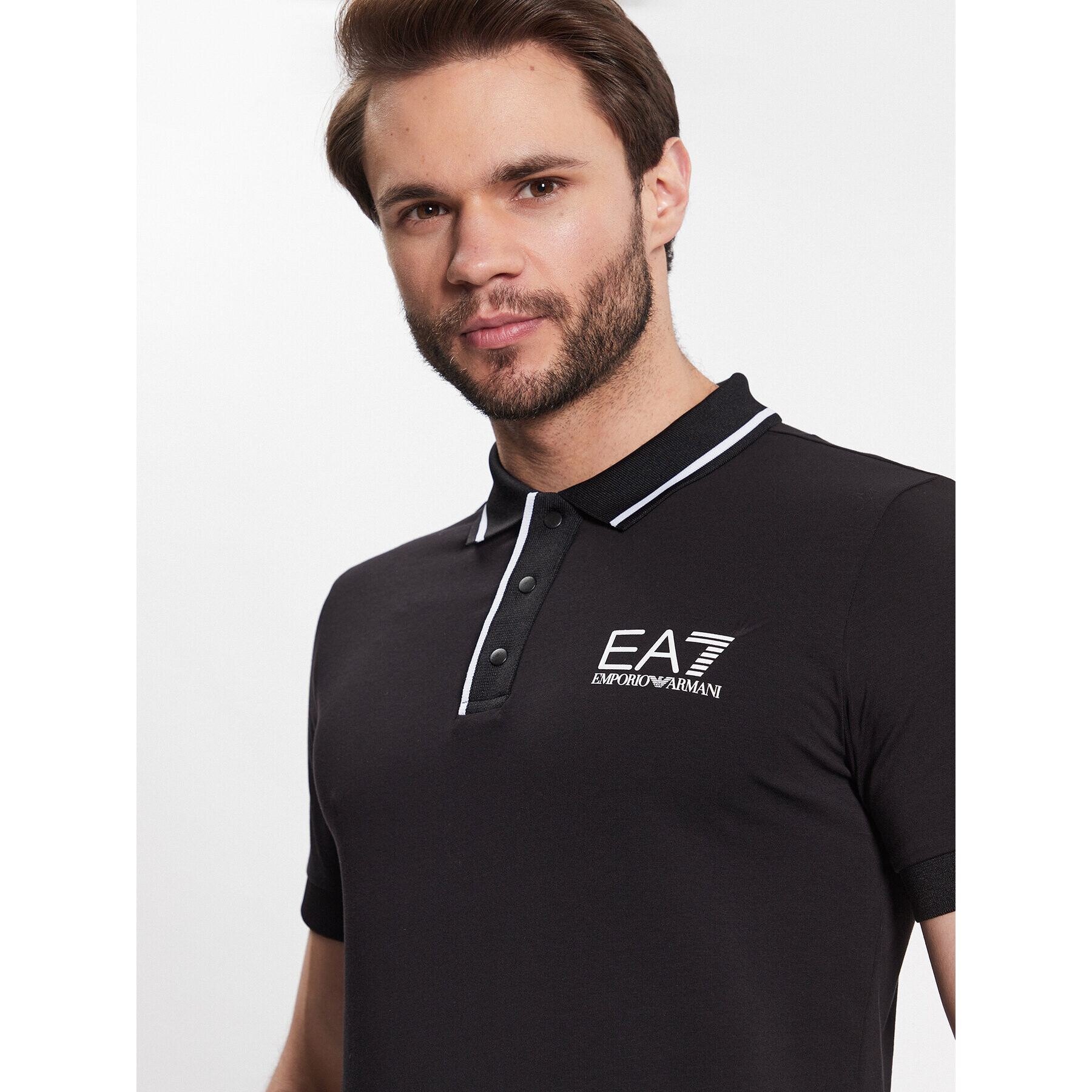 EA7 Emporio Armani Тениска с яка и копчета 3RPF17 PJ03Z 1200 Черен Regular Fit - Pepit.bg