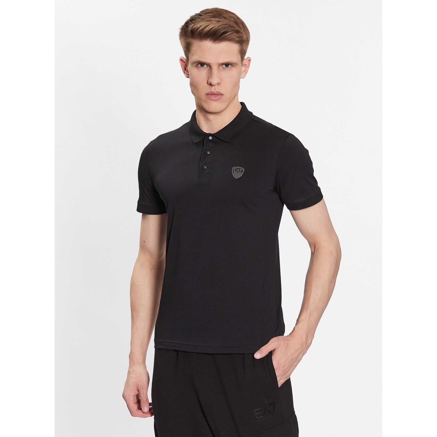 EA7 Emporio Armani Тениска с яка и копчета 3RPF40 PJNTZ 1200 Черен Regular Fit - Pepit.bg