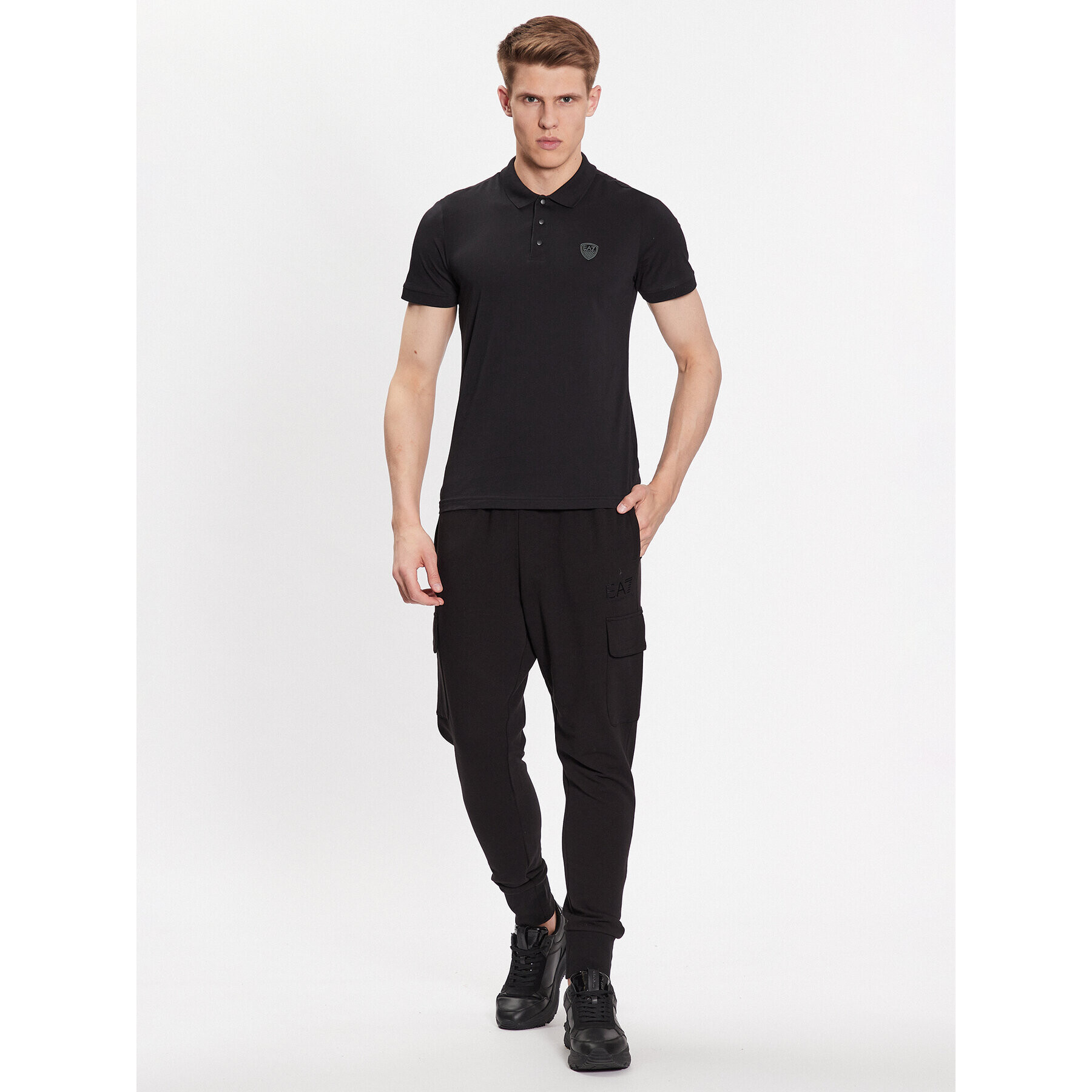 EA7 Emporio Armani Тениска с яка и копчета 3RPF40 PJNTZ 1200 Черен Regular Fit - Pepit.bg