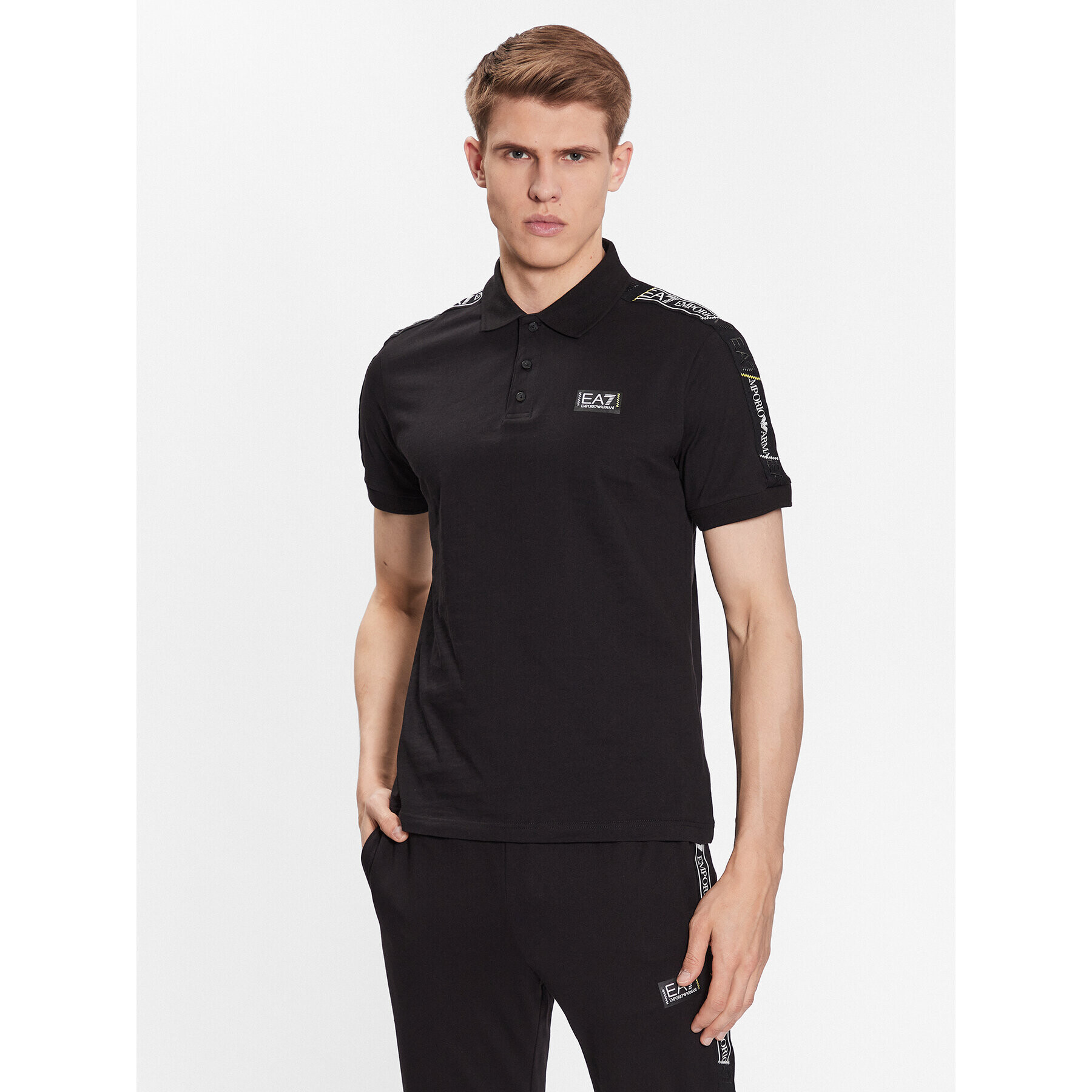 EA7 Emporio Armani Тениска с яка и копчета 3RPF52 PJ02Z 1200 Черен Regular Fit - Pepit.bg