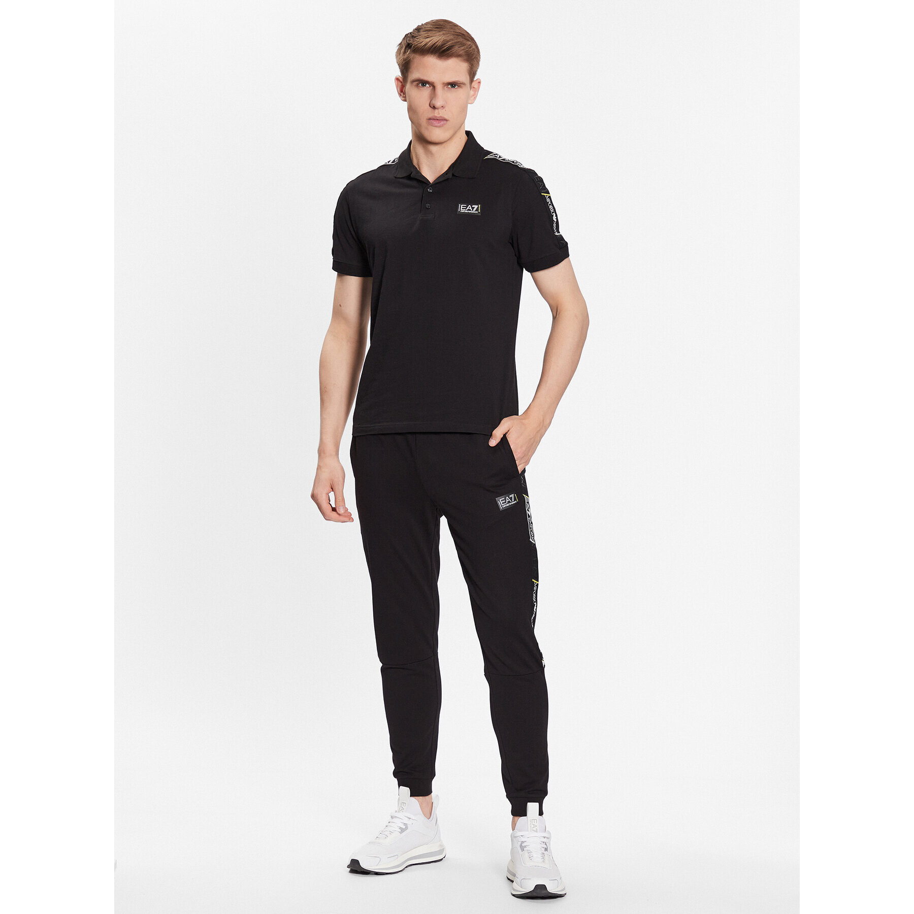 EA7 Emporio Armani Тениска с яка и копчета 3RPF52 PJ02Z 1200 Черен Regular Fit - Pepit.bg