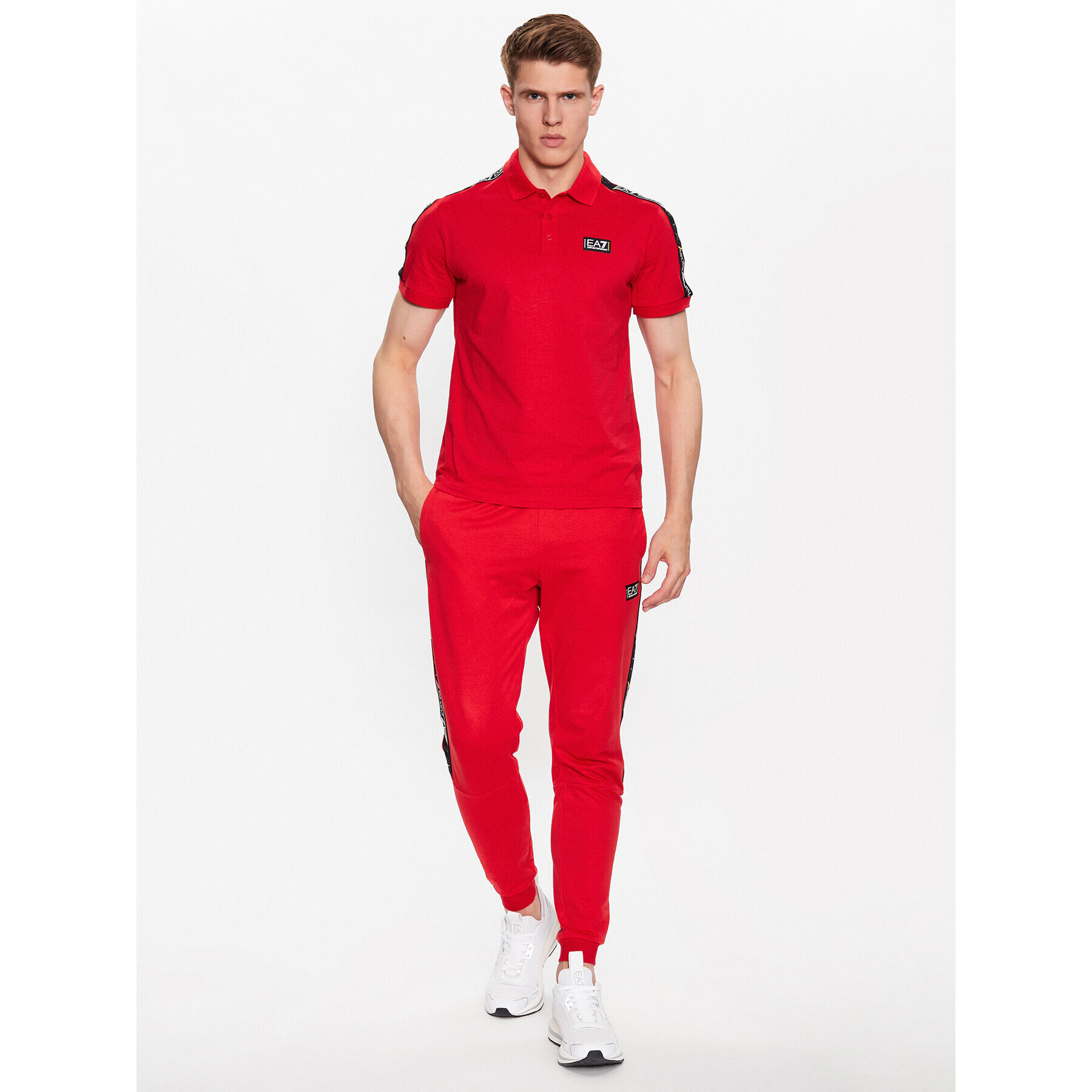 EA7 Emporio Armani Тениска с яка и копчета 3RPF52 PJ02Z 1451 Червен Regular Fit - Pepit.bg