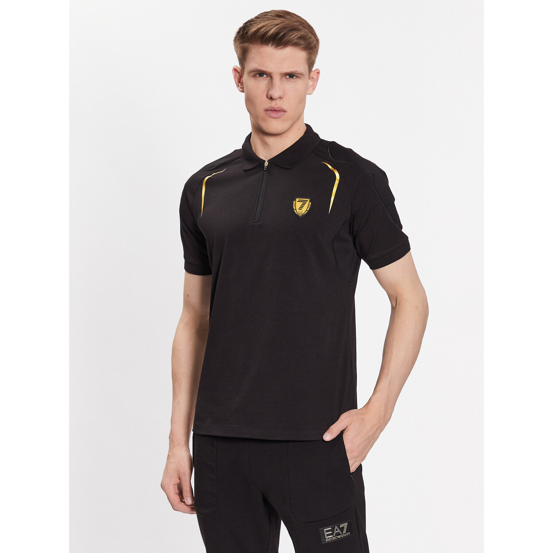 EA7 Emporio Armani Тениска с яка и копчета 3RPF62 PJL2Z 1200 Черен Regular Fit - Pepit.bg