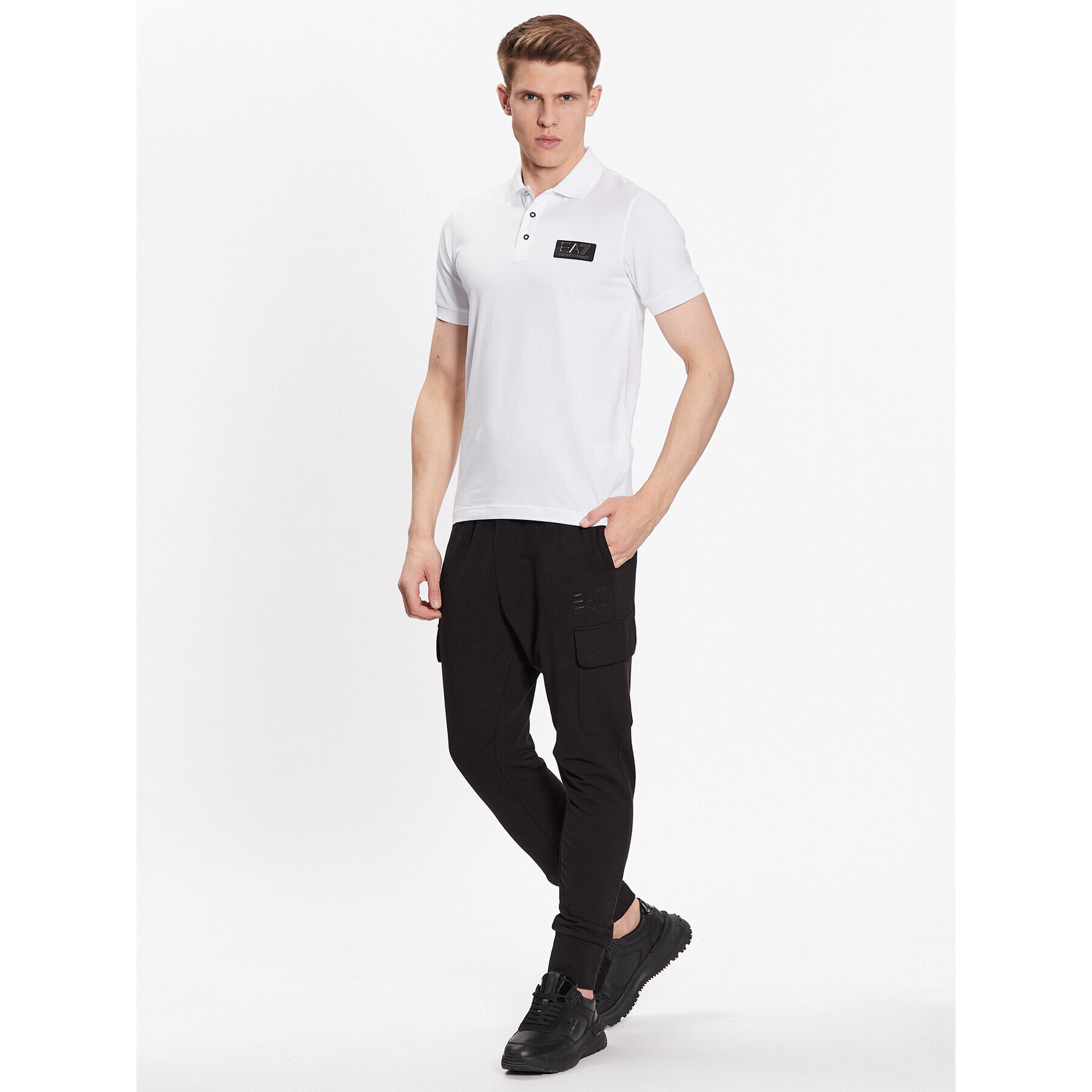 EA7 Emporio Armani Тениска с яка и копчета 3RPF78 PJBVZ 1100 Бял Regular Fit - Pepit.bg