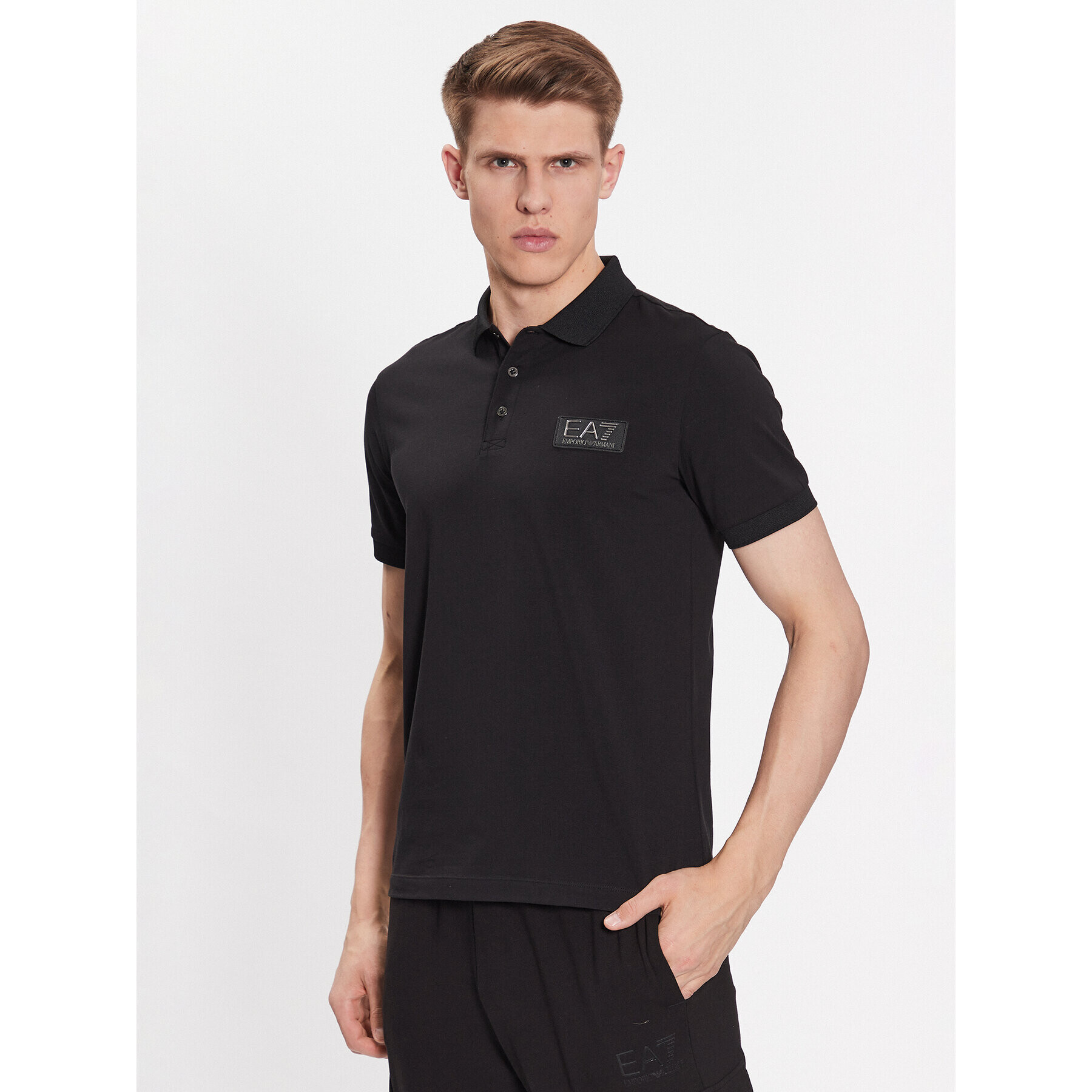 EA7 Emporio Armani Тениска с яка и копчета 3RPF78 PJBVZ 1200 Черен Regular Fit - Pepit.bg