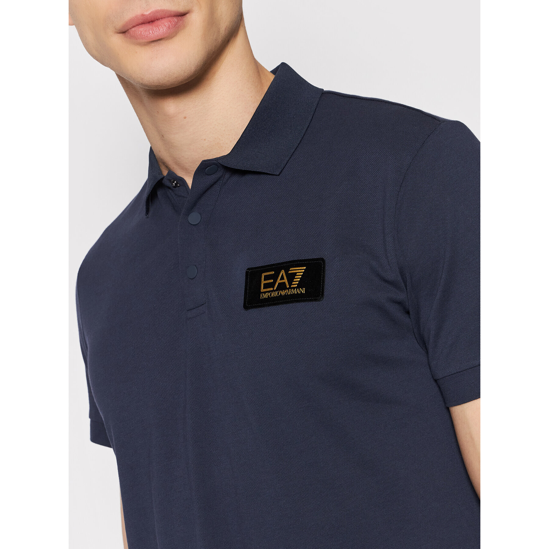 EA7 Emporio Armani Тениска с яка и копчета 6KPF08 PJ5AZ 1554 Тъмносин Regular Fit - Pepit.bg