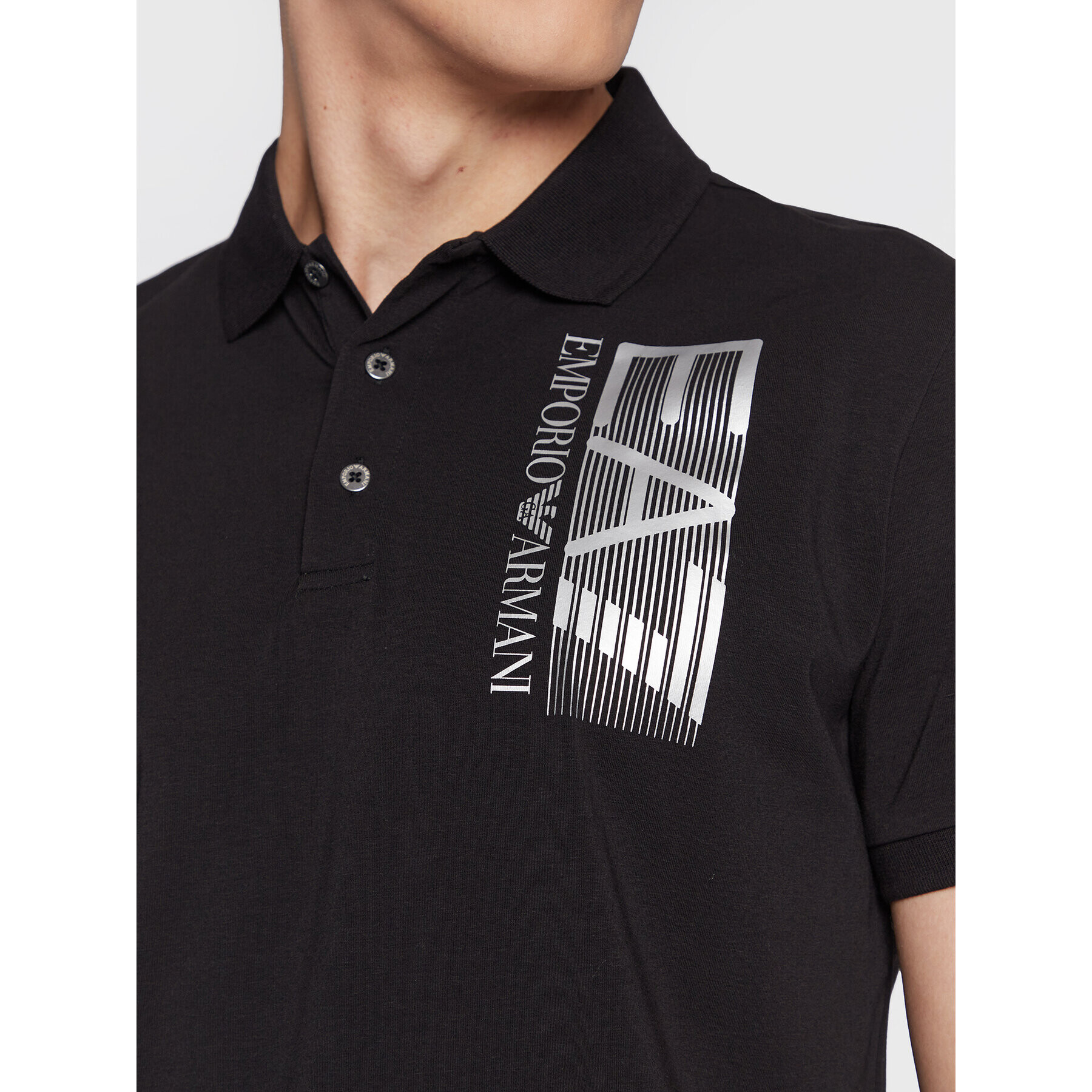 EA7 Emporio Armani Тениска с яка и копчета 6LPF16 PJ03Z 0200 Черен Regular Fit - Pepit.bg