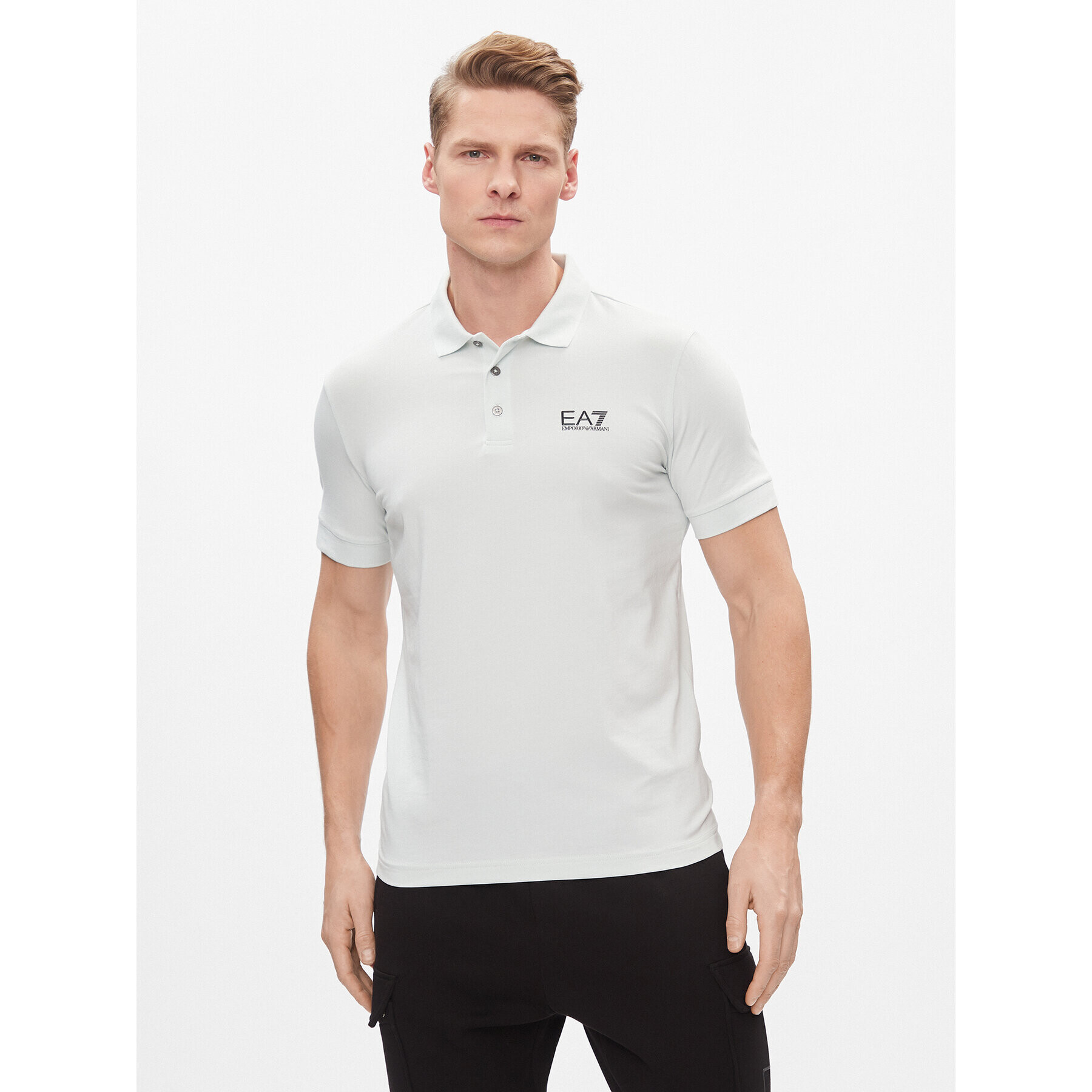 EA7 Emporio Armani Тениска с яка и копчета 8NPF04 PJM5Z 1133 Сив Regular Fit - Pepit.bg