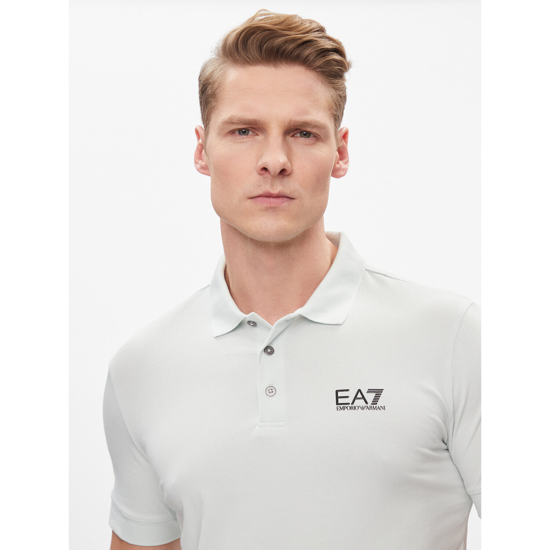 EA7 Emporio Armani Тениска с яка и копчета 8NPF04 PJM5Z 1133 Сив Regular Fit - Pepit.bg