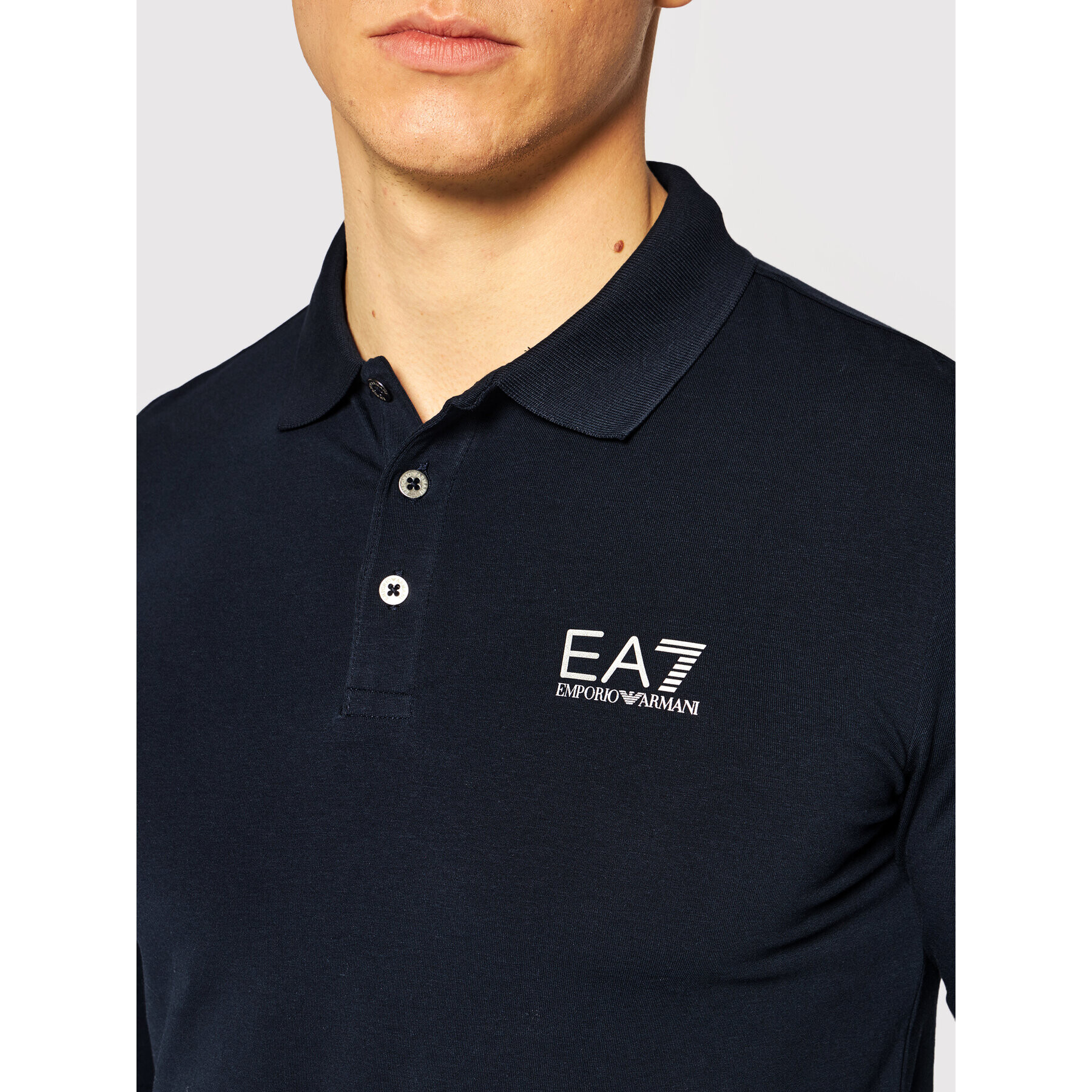 EA7 Emporio Armani Тениска с яка и копчета 8NPF05 PJM5Z 0578 Тъмносин Regular Fit - Pepit.bg