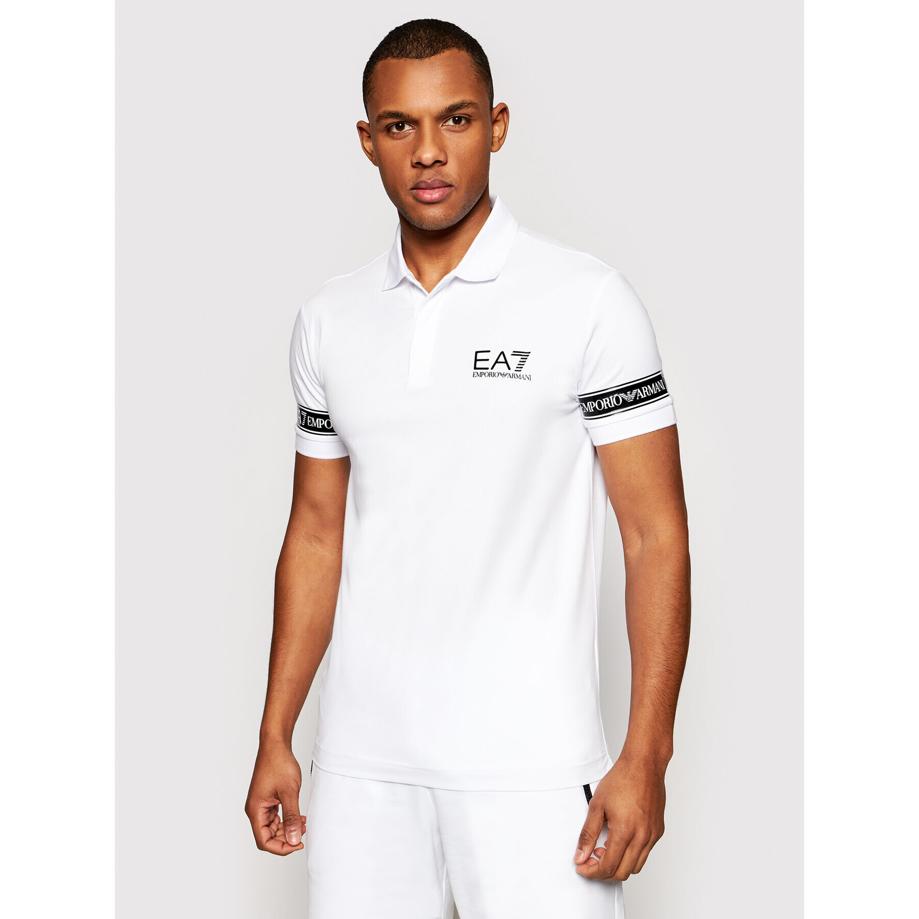 EA7 Emporio Armani Тениска с яка и копчета 3KPF04 PJ03Z 1100 Бял Regular Fit - Pepit.bg