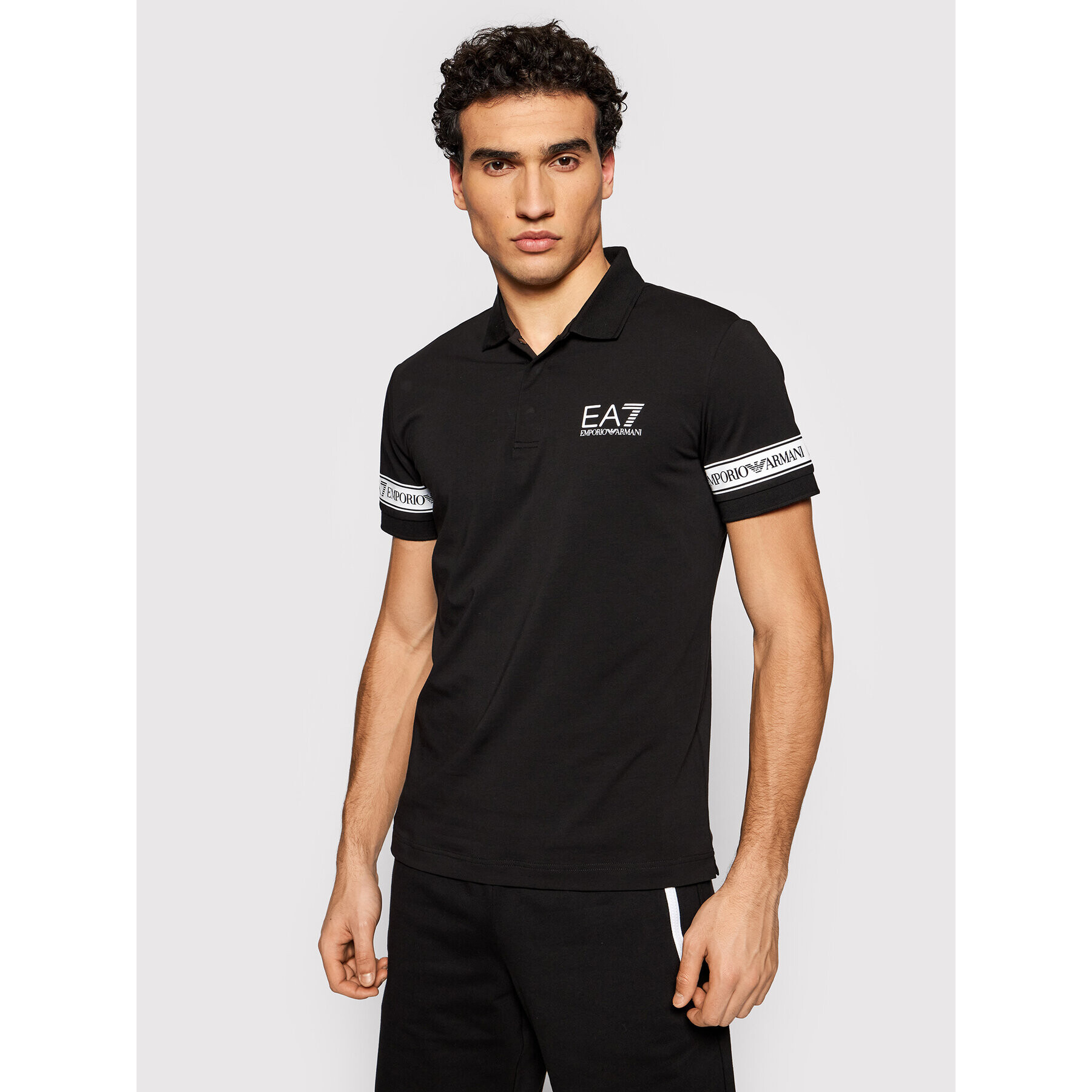 EA7 Emporio Armani Тениска с яка и копчета 3KPF04 PJ03Z 1200 Черен Regular Fit - Pepit.bg